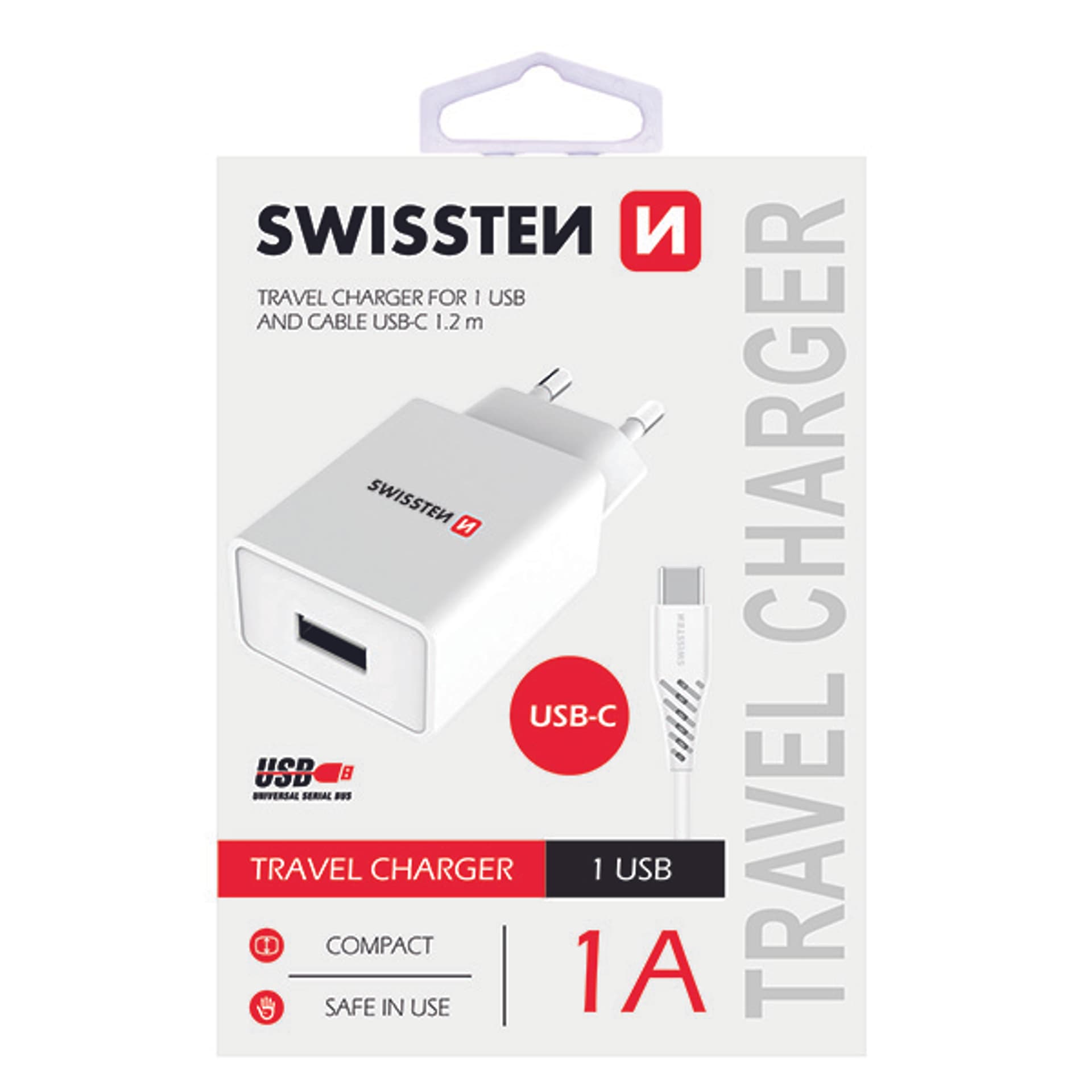 

SWISSTEN Zasilacz / sieciowy adapter 5W, 1 port, USB-A, kabel USB-C