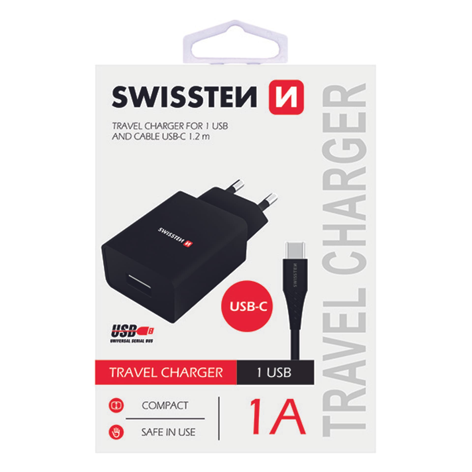 

SWISSTEN Zasilacz / sieciowy adapter 5W, 1 port, USB-A, kabel USB-C