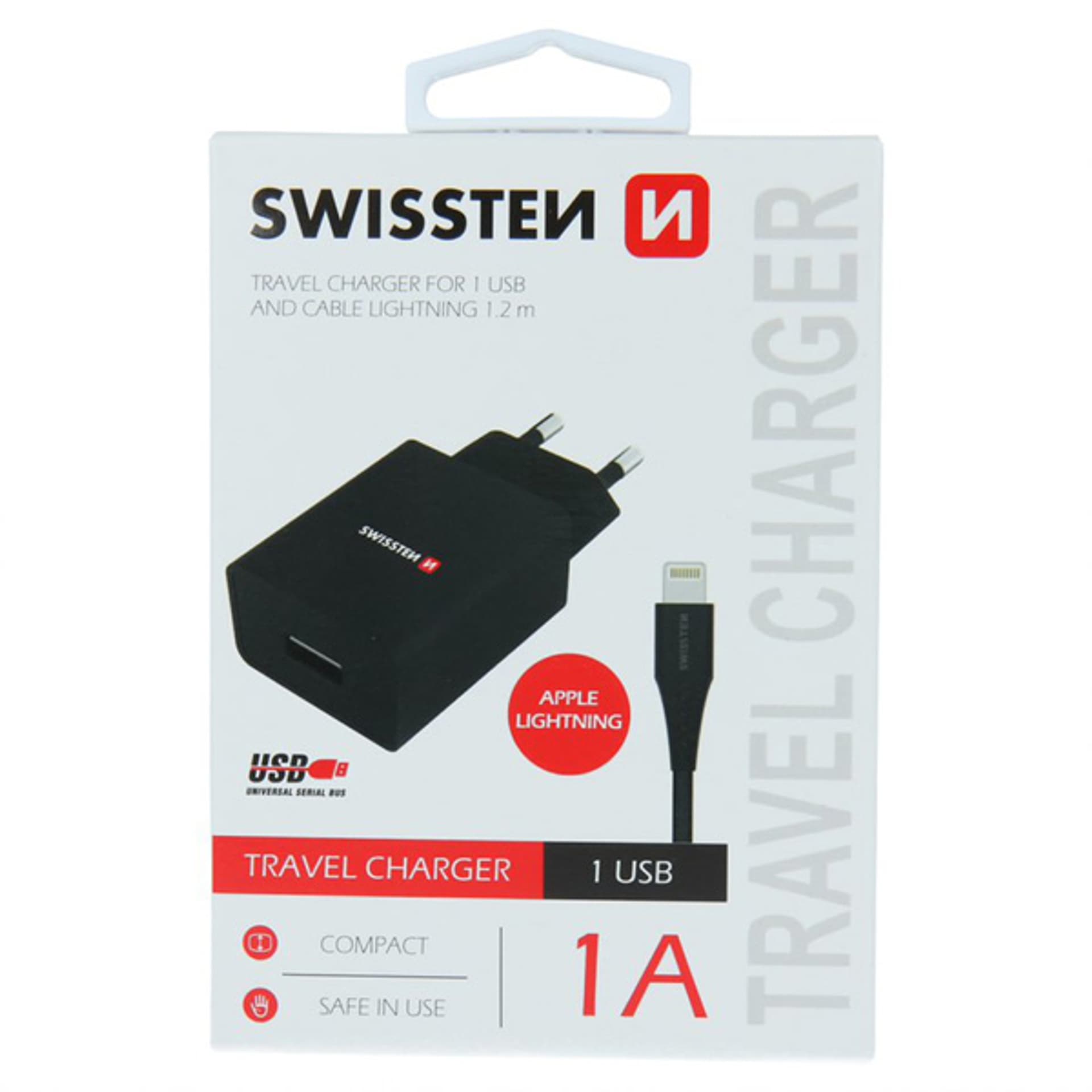 

SWISSTEN Zasilacz / sieciowy adapter 5W, 1 port, USB-A, kabel Lightning Mfi, Smart IC