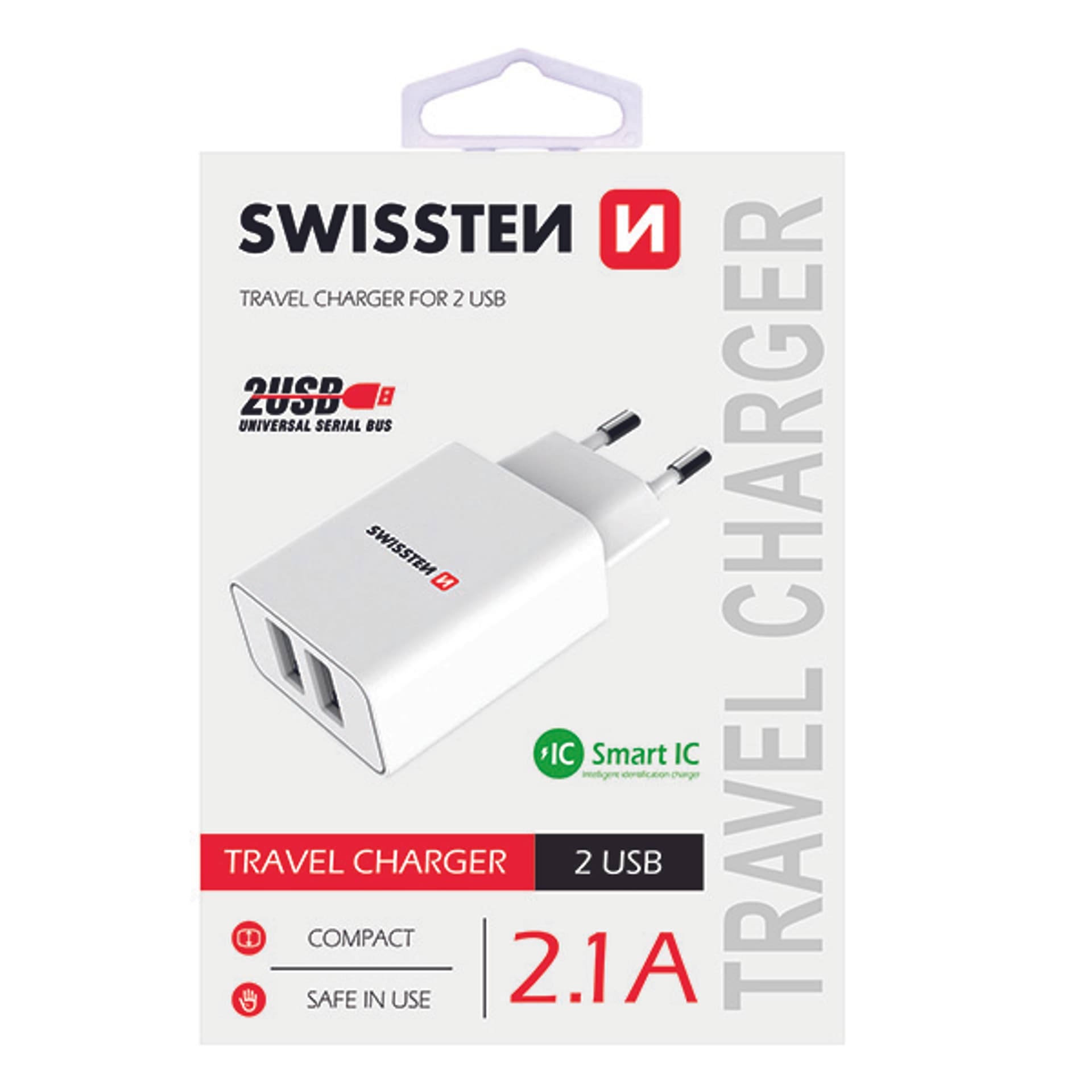 

SWISSTEN Zasilacz / sieciowy adapter 10W, 2-portowy, USB-A, Smart IC