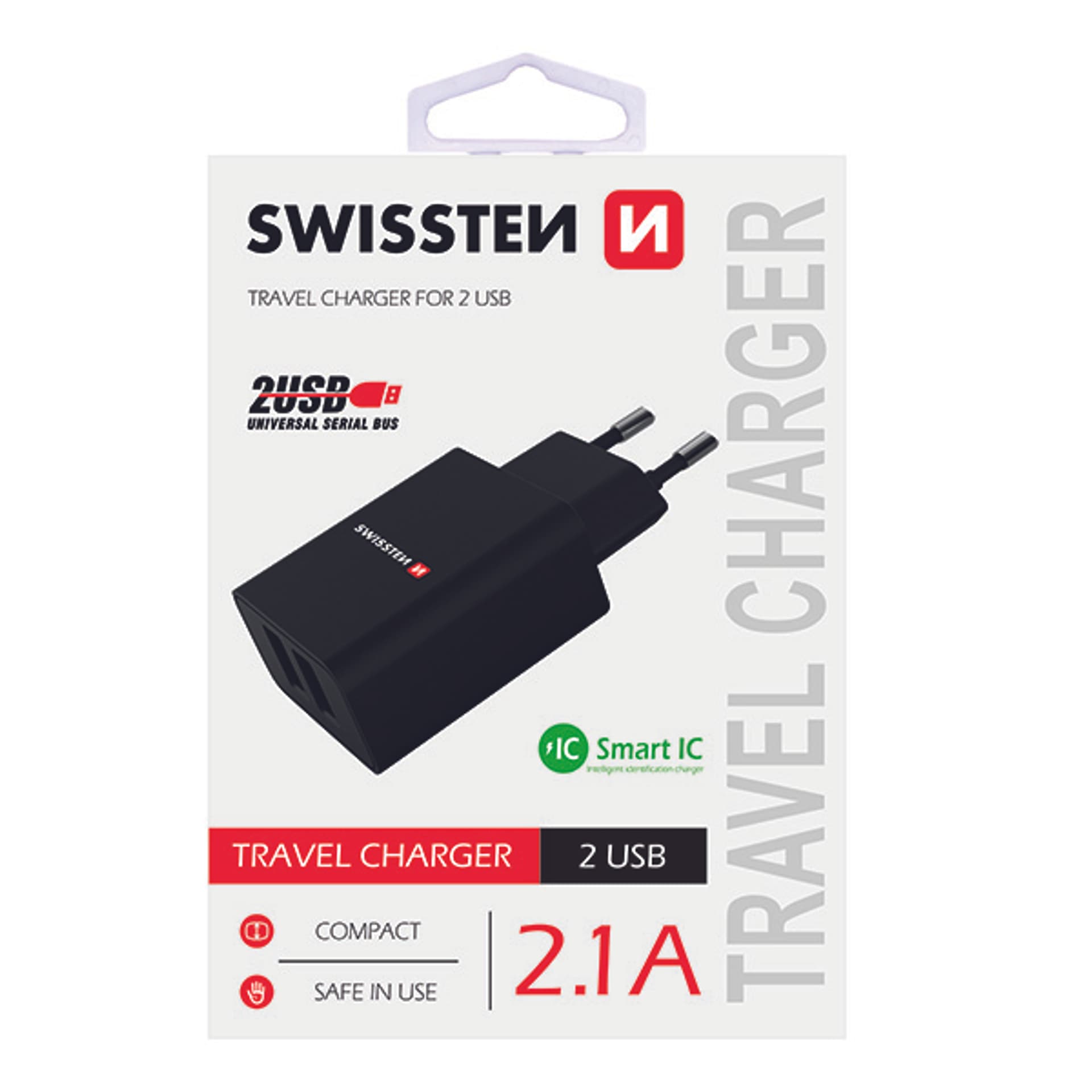 

SWISSTEN Zasilacz / sieciowy adapter 10W, 2-portowy, USB-A, Smart IC