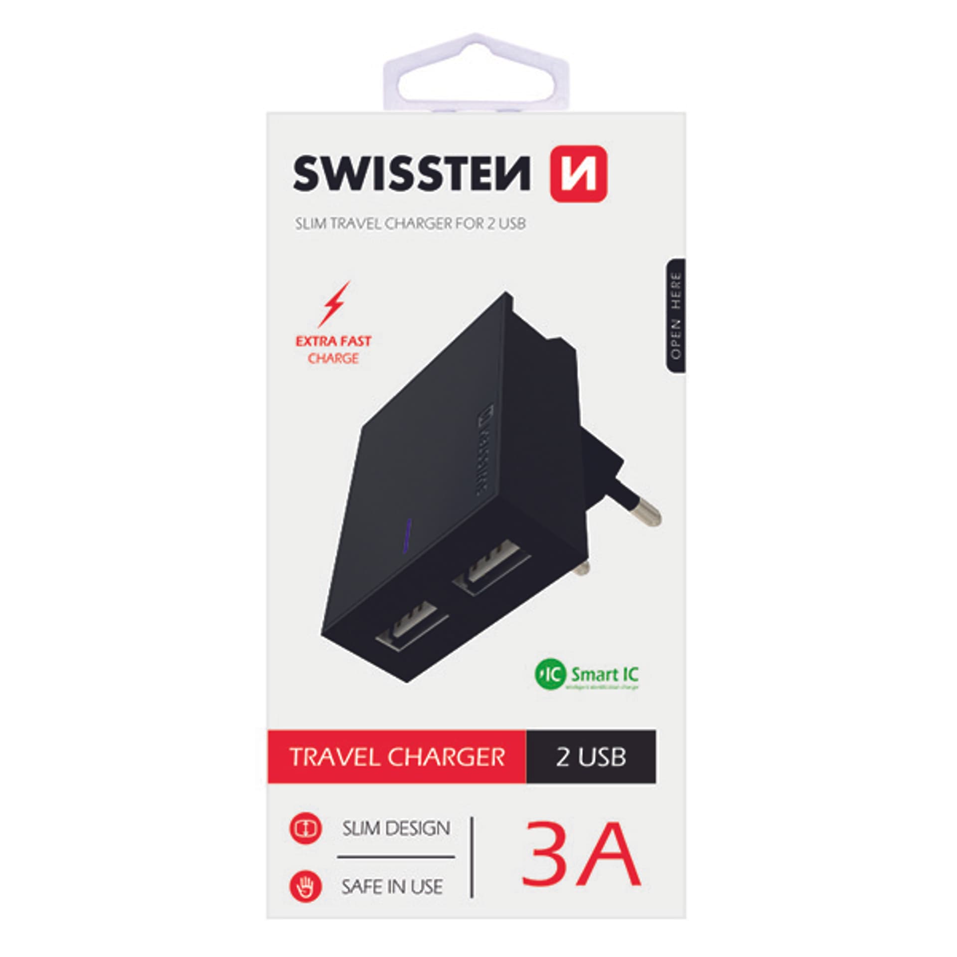 

SWISSTEN Zasilacz / sieciowy adapter 15W, 2-portowy, USB-A, podstawka / stojak na telefon