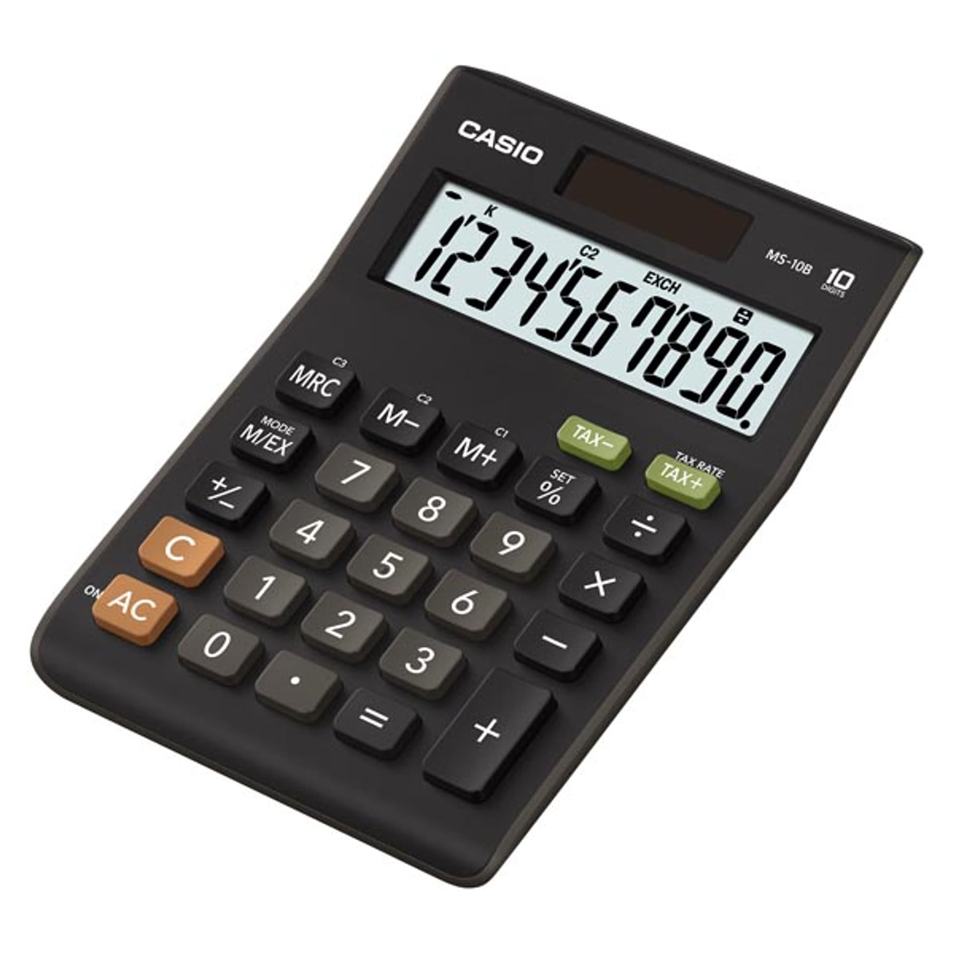 

Casio Kalkulator MS 10 B S, czarna, stołowy, funkcja konwersji walut, %, VAT
