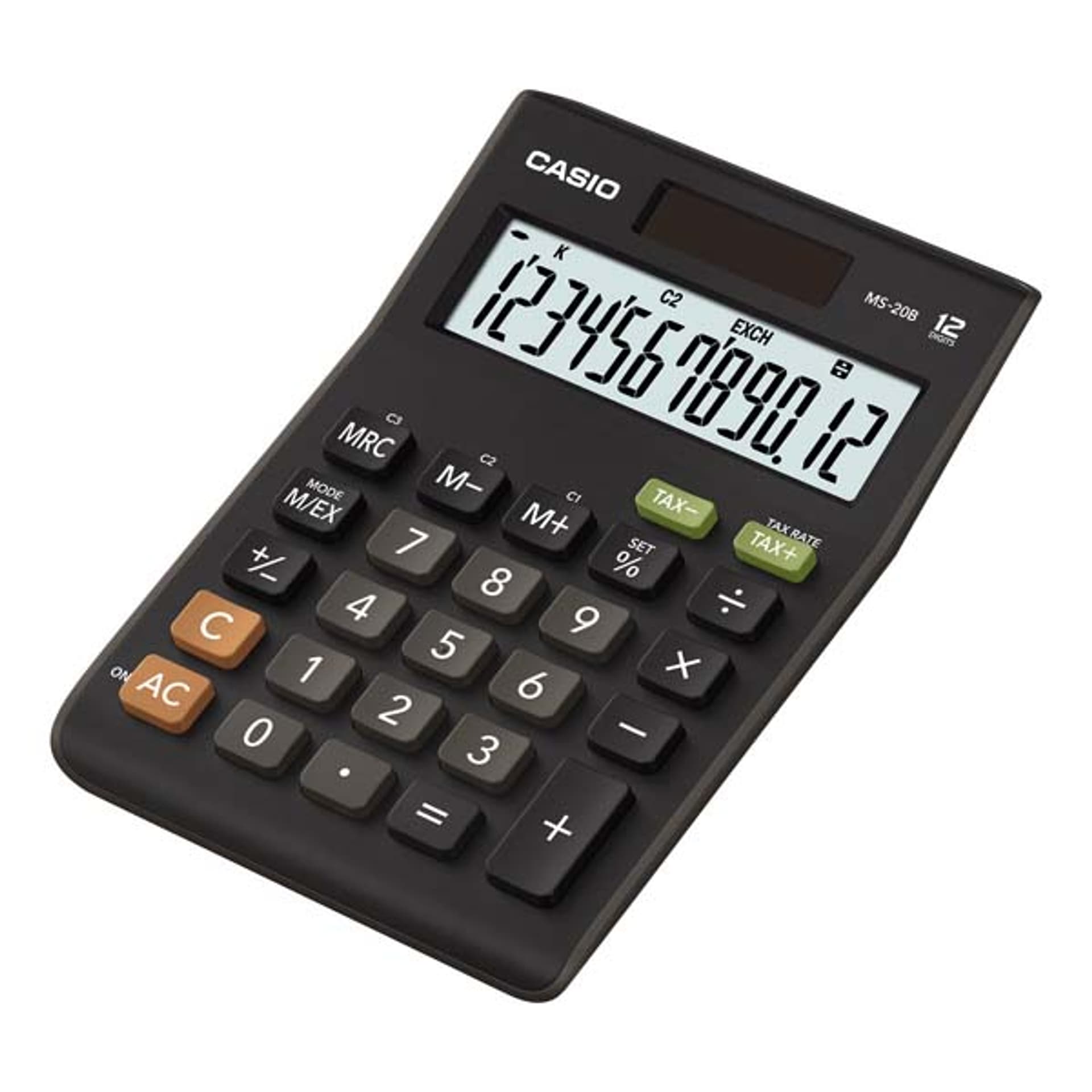 

Casio Kalkulator MS 20 B S, czarna, biurkowy z obliczaniem VAT, 12 miejsc