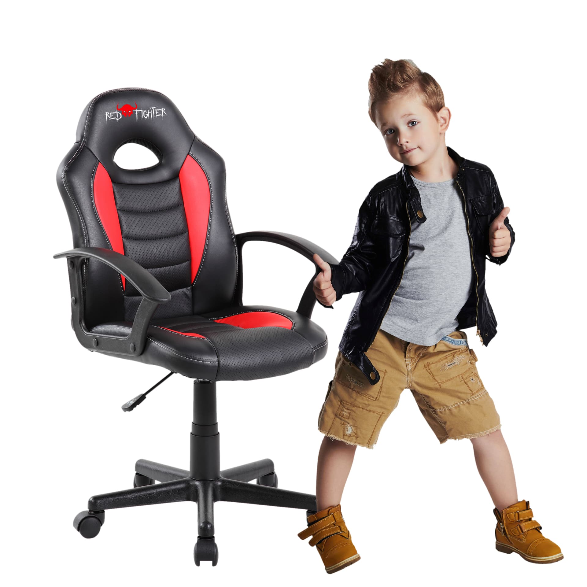 

Gamingowy dziecięcy fotel Red Fighter C5, czarno-czerwona, + zestaw 3 w 1 CM310 PROMO
