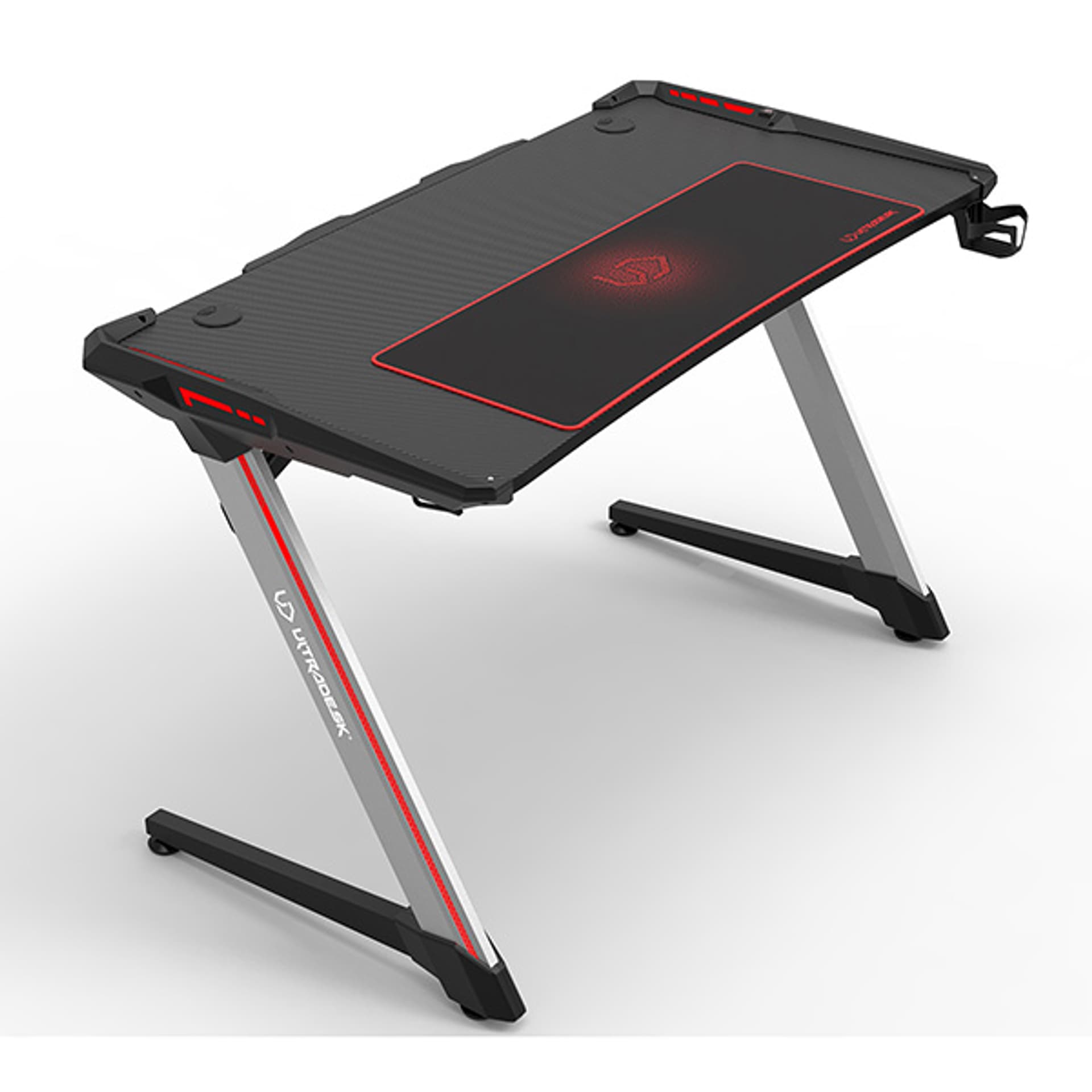 

ULTRADESK Biurko dla gracza RACER, 120X64 cm, 77 cm, Podświetlenie RGB, z 4 podkładkami pod mysz XXL, z uchwytem na słuchawki