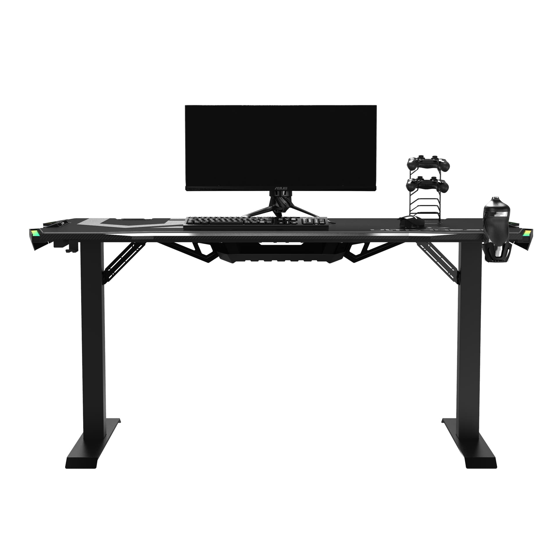 

ULTRADESK Biurko dla gracza FORCE - szare, 166x70 cm, 66-86 cm, 5 poziomów wysokości, z podkładką pod mysz XXL, podświetlenie RGB