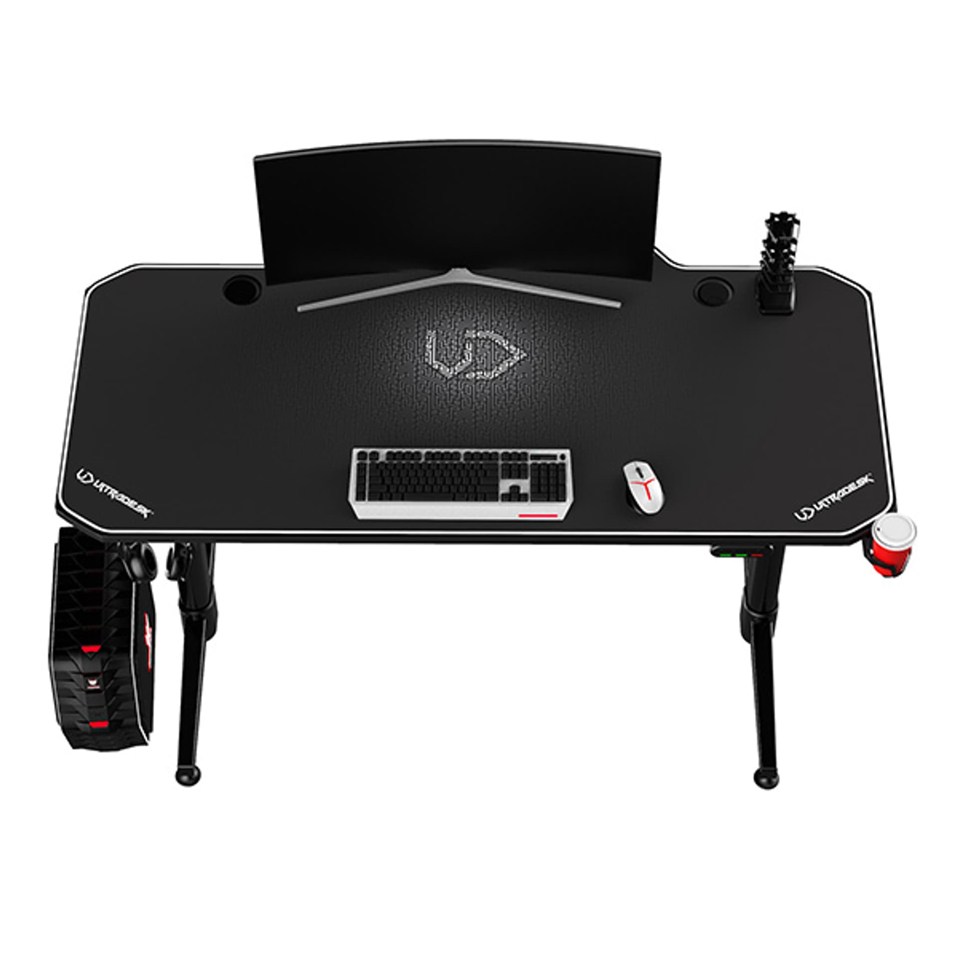 

ULTRADESK Biurko dla gracza LEVEL WHITE, 140x66cm, 72-124cm, elektycznie regulowany, z podkładką pod mysz XXL, uchwyt na słuchawki