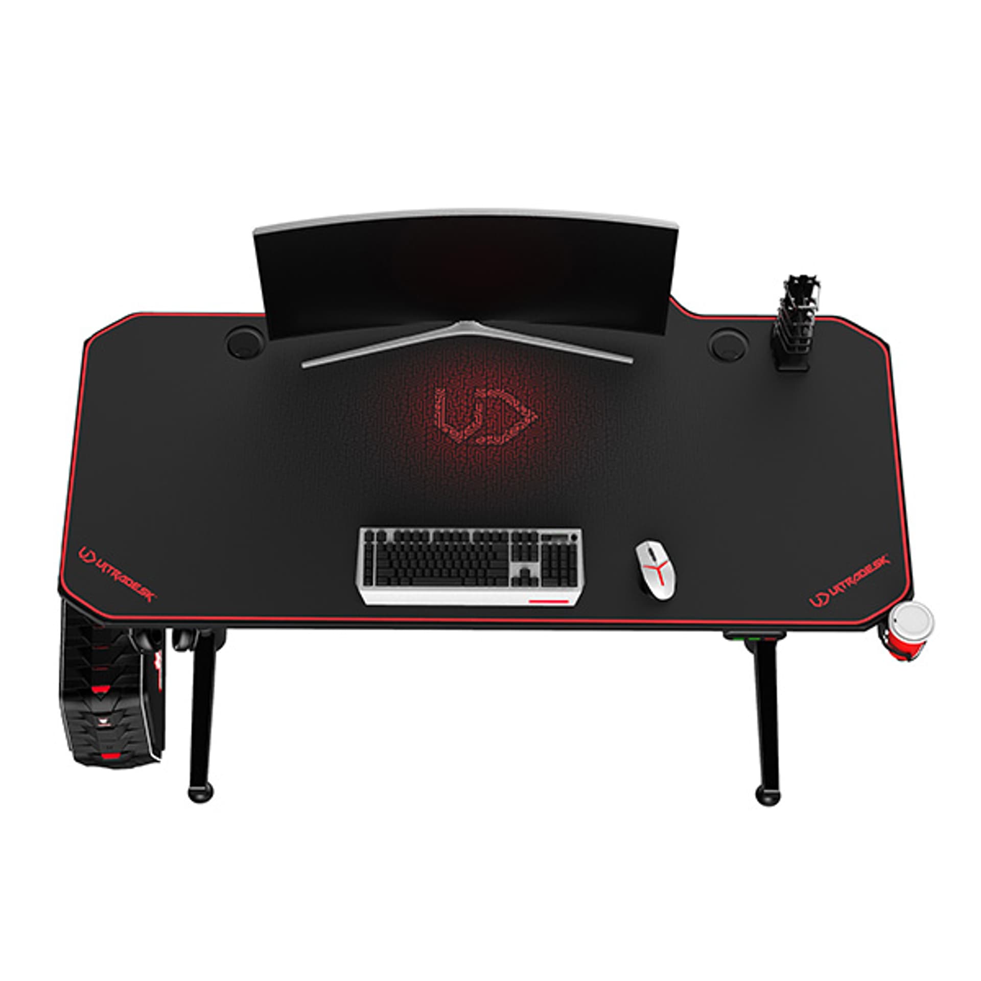 

ULTRADESK Biurko dla gracza LEVEL RED, 140x66cm, 72-124cm, elektrycznie regulowana wysokość, z podkładką pod mysz XXL, uchwyt na s
