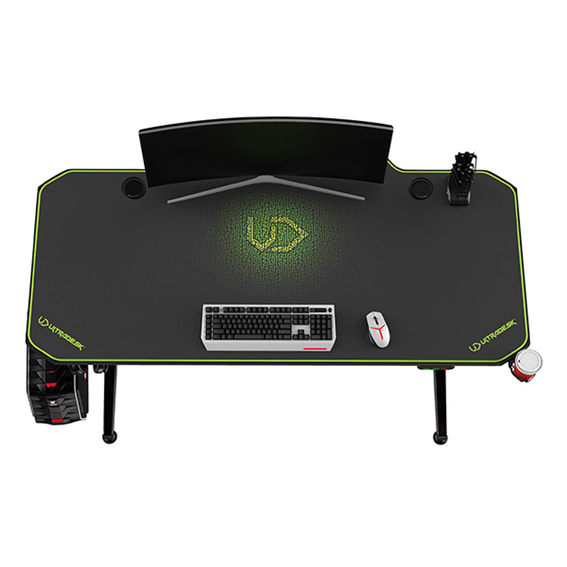

ULTRADESK Biurko dla gracza LEVEL GREEN, 140x66cm, 72-124cm, elektycznie regulowany, z podkładką pod mysz XXL, uchwyt na słuchawki