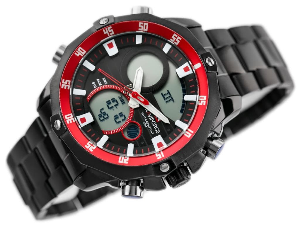 

ZEGAREK MĘSKI NAVIFORCE CIRRUS (zn010e)- black/red, Zn010e)- black/re