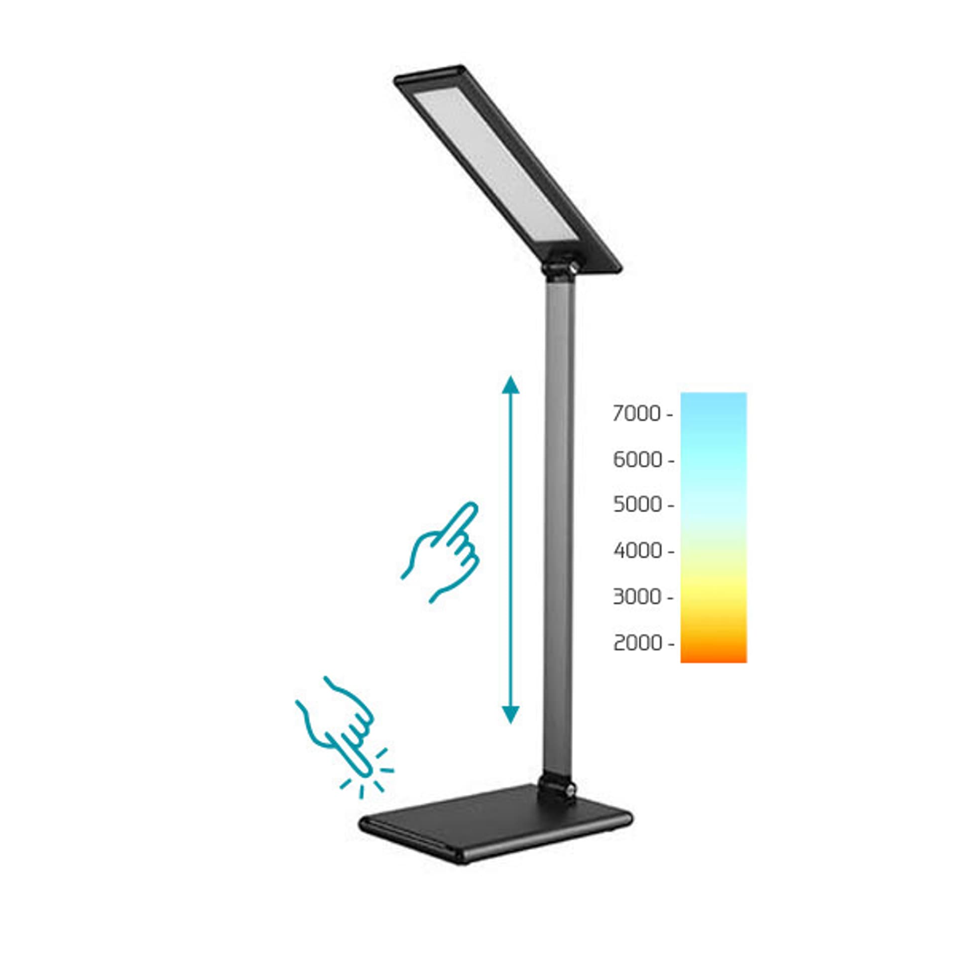 

Lampka na biurko LED stmívatelná szara, 8W, z płynną regulacją natężenia światła, 100-240V, Diody LED SMD2835 72szt