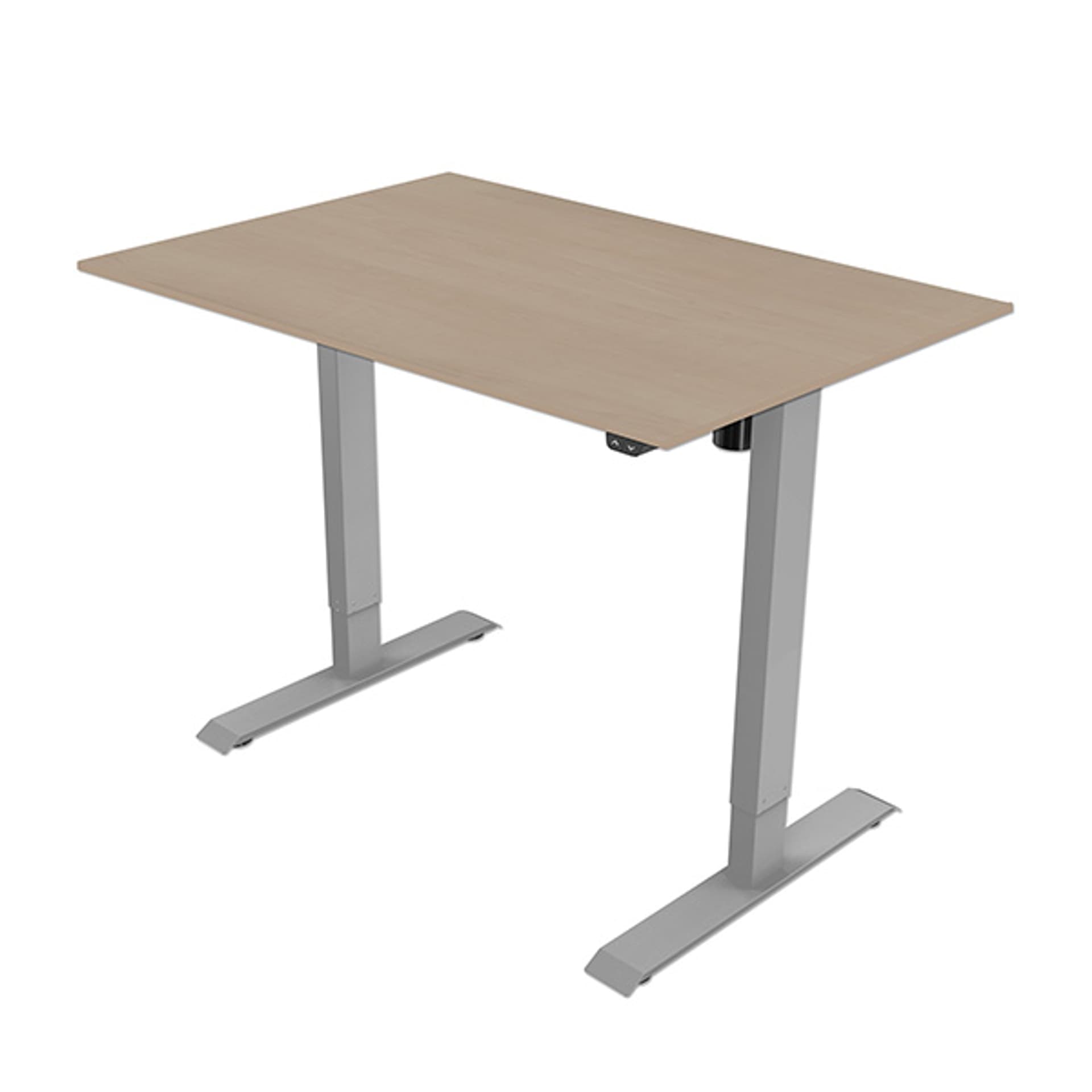 

Biurko, elektycznie regulowany, Blat jawor, 75x120cm, regulacja rozstawu 500mm, szary, 70 kg nośność, ergo