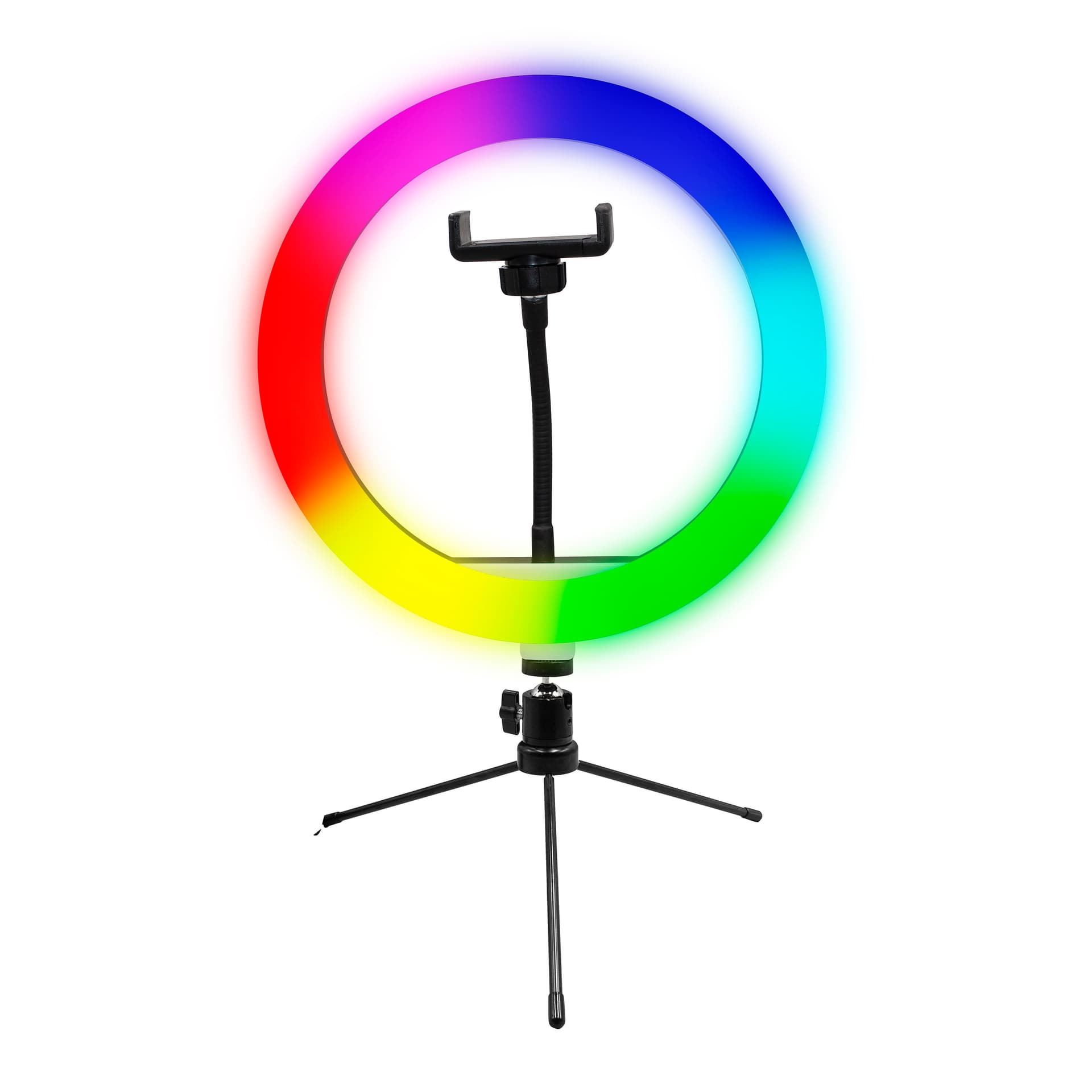 

Powerton lampa pierścieniowa 10 ", RGB LED, niska, regulacja barwy i intensywności światła, uchwyt telefonu i tripod
