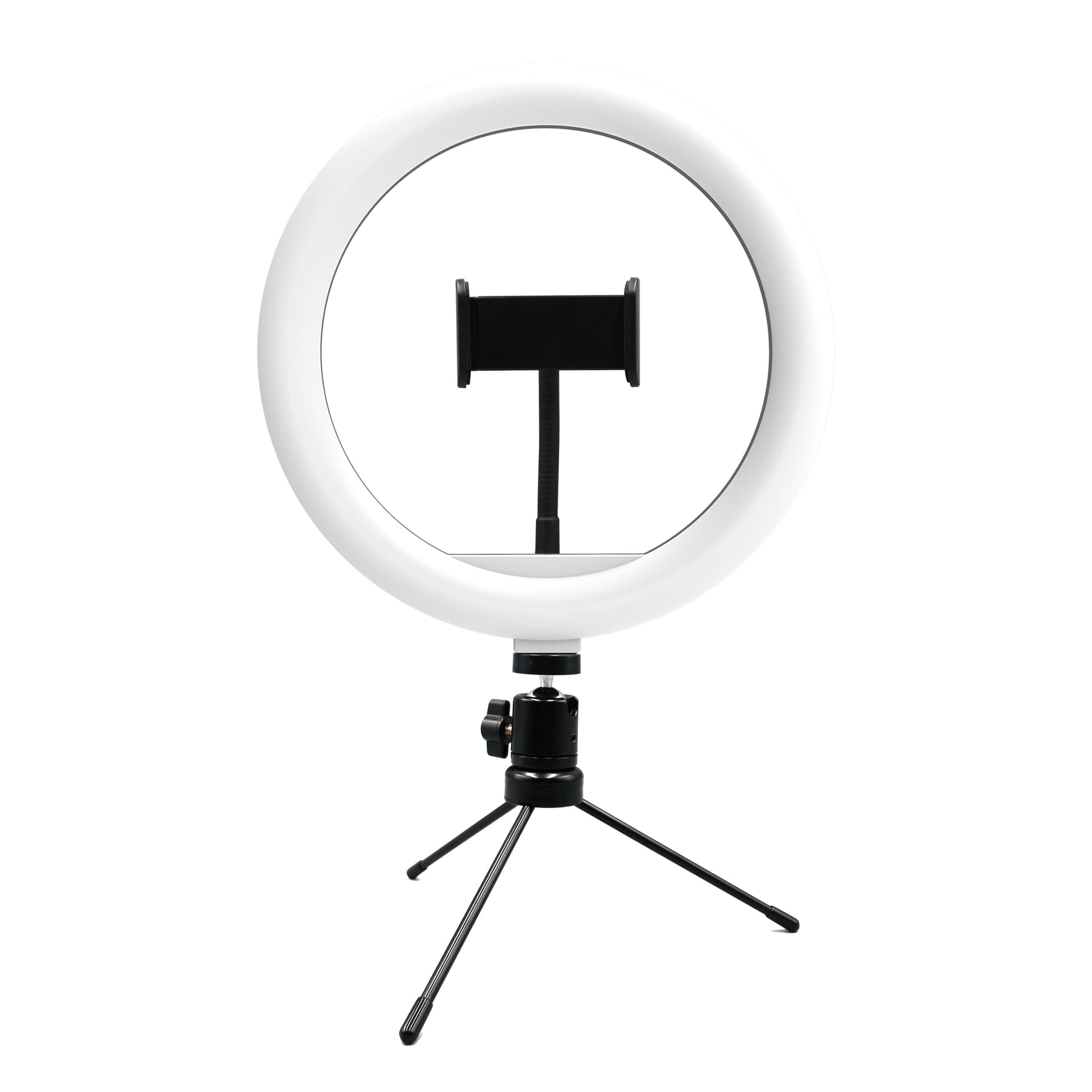 

Powerton lampa pierścieniowa 10 ", Dioda LED biała, niska, regulacja temepratury i intensywności światła, uchwyt telefonu i tripod