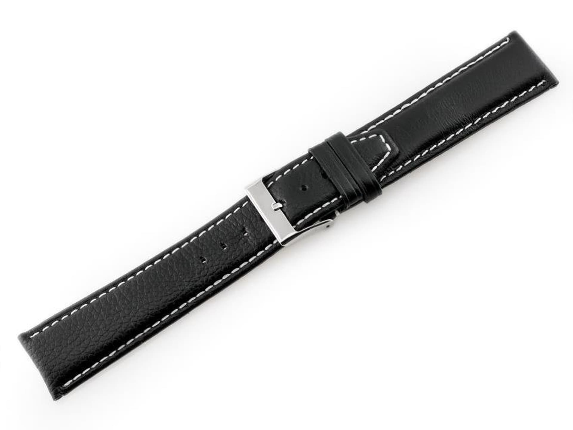 

Pasek skórzany do zegarka W26 - PREMIUM - czarny/białe - 22mm