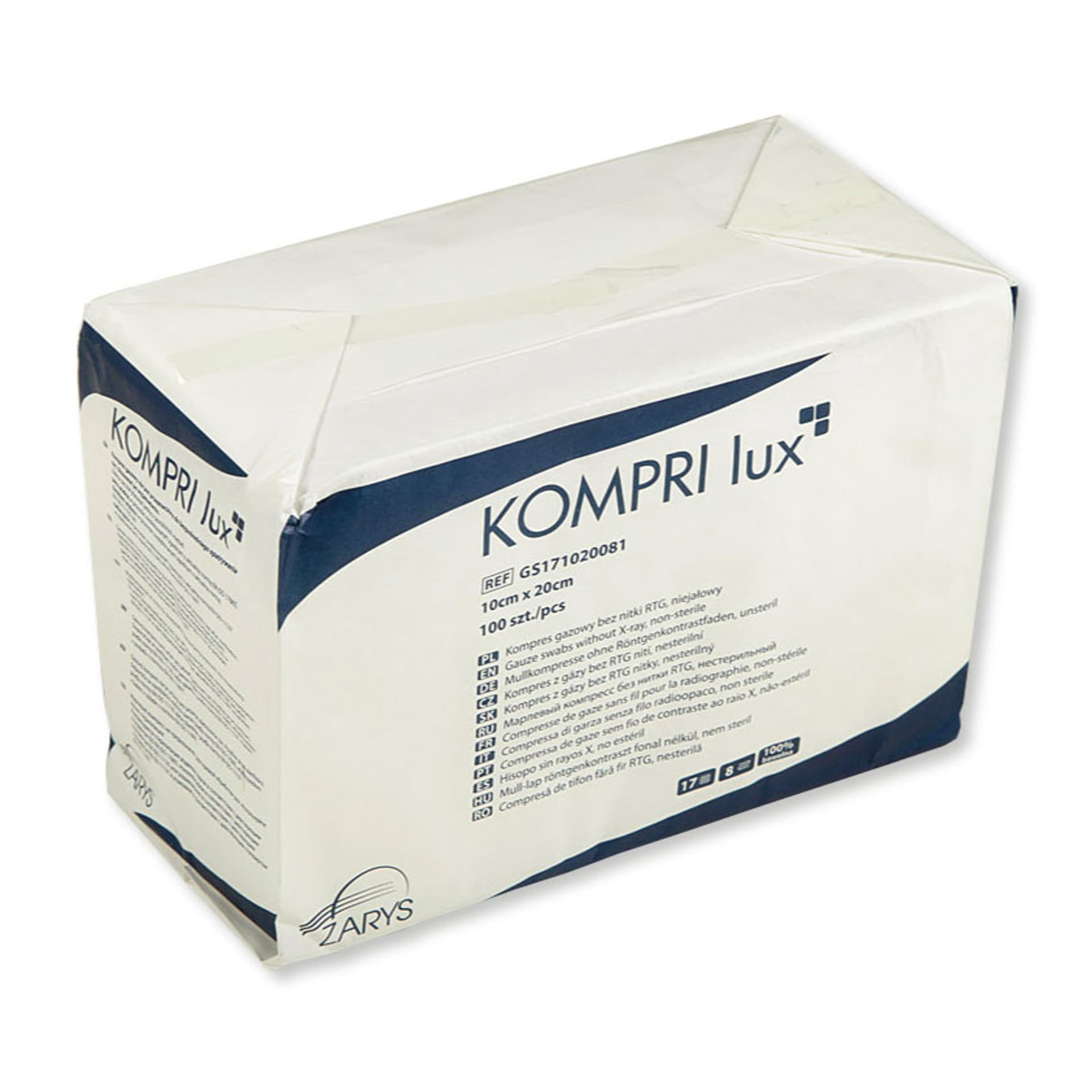 

ZARYS KOMPRI lux-13N 8W 10cm x 10cm 100szt. Kompres gazowy bez nitki RTG niejałowy