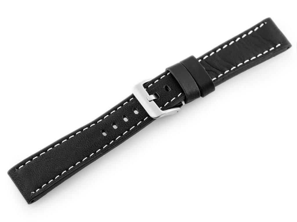 

Pasek skórzany do zegarka W48 - PREMIUM - czarny/białe - 24mm