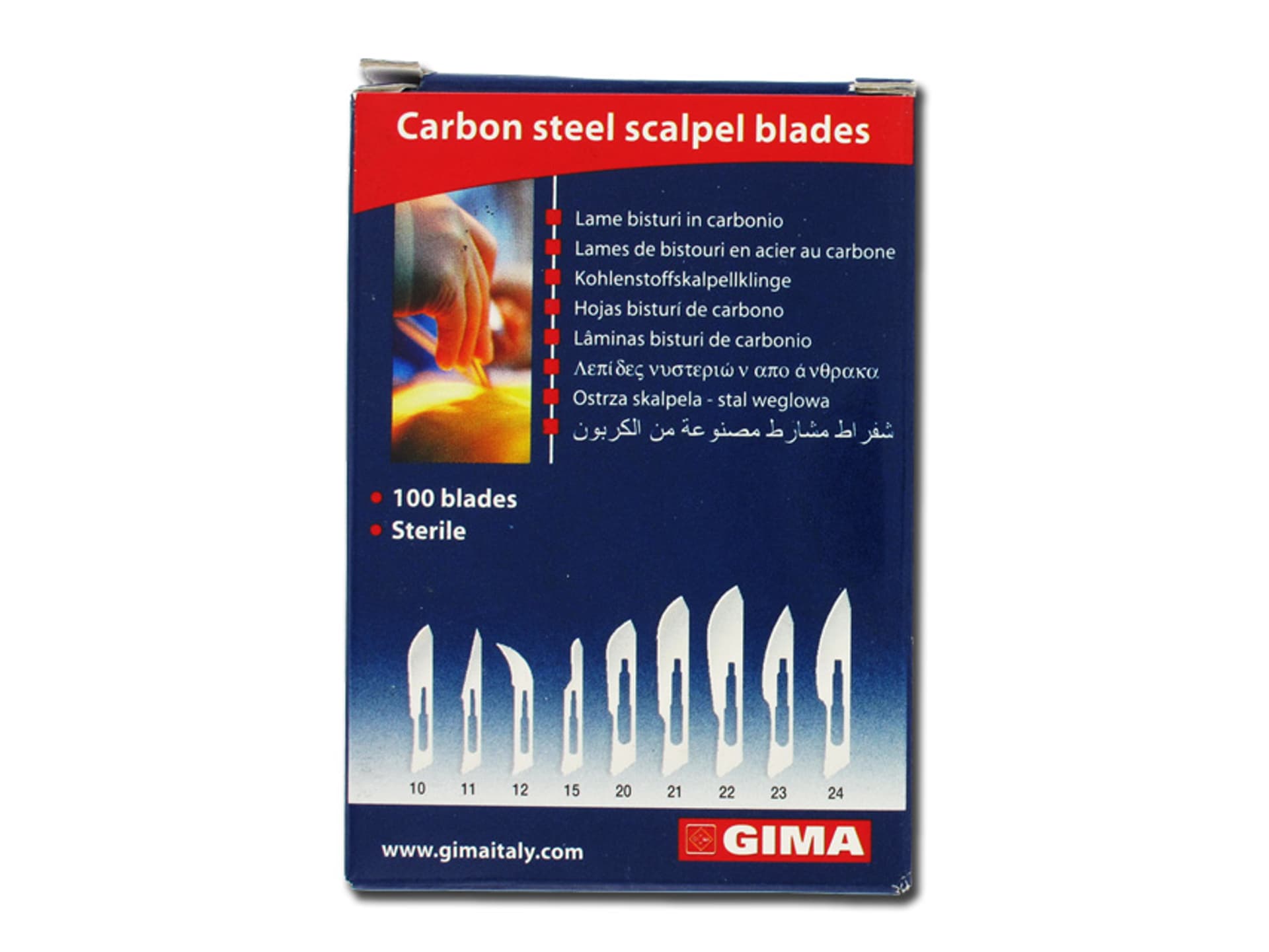 

GIMA CARBON STEEL BLADES N. 10 - sterile Ostrza chirurgiczne ze stali węglowej rozmiar 10 - sterylne