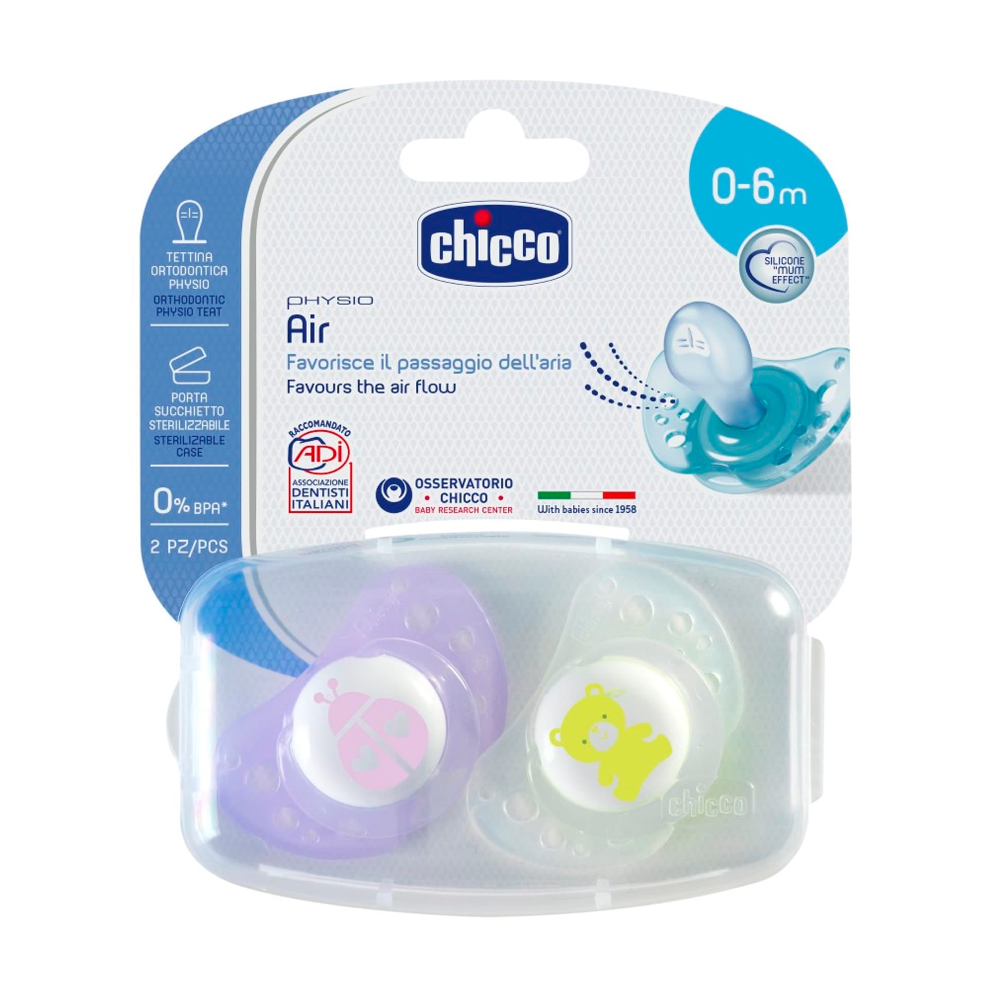 

Chicco Physio Air 0m+ Różowy Smoczek do uspokajania