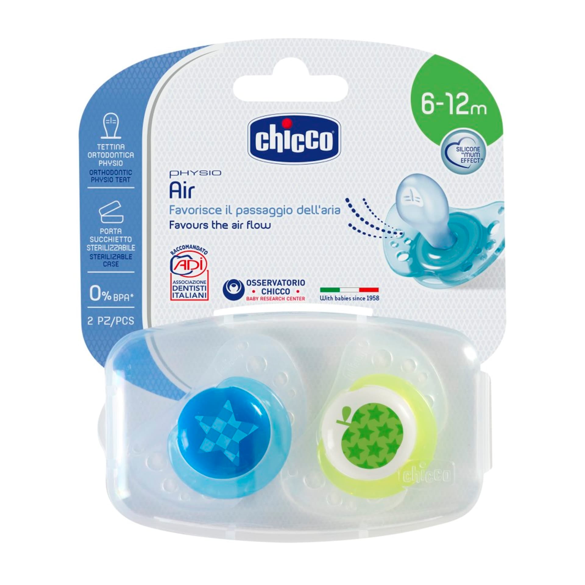 

Chicco Physio Air 6m+ Niebieski Smoczek do uspokajania
