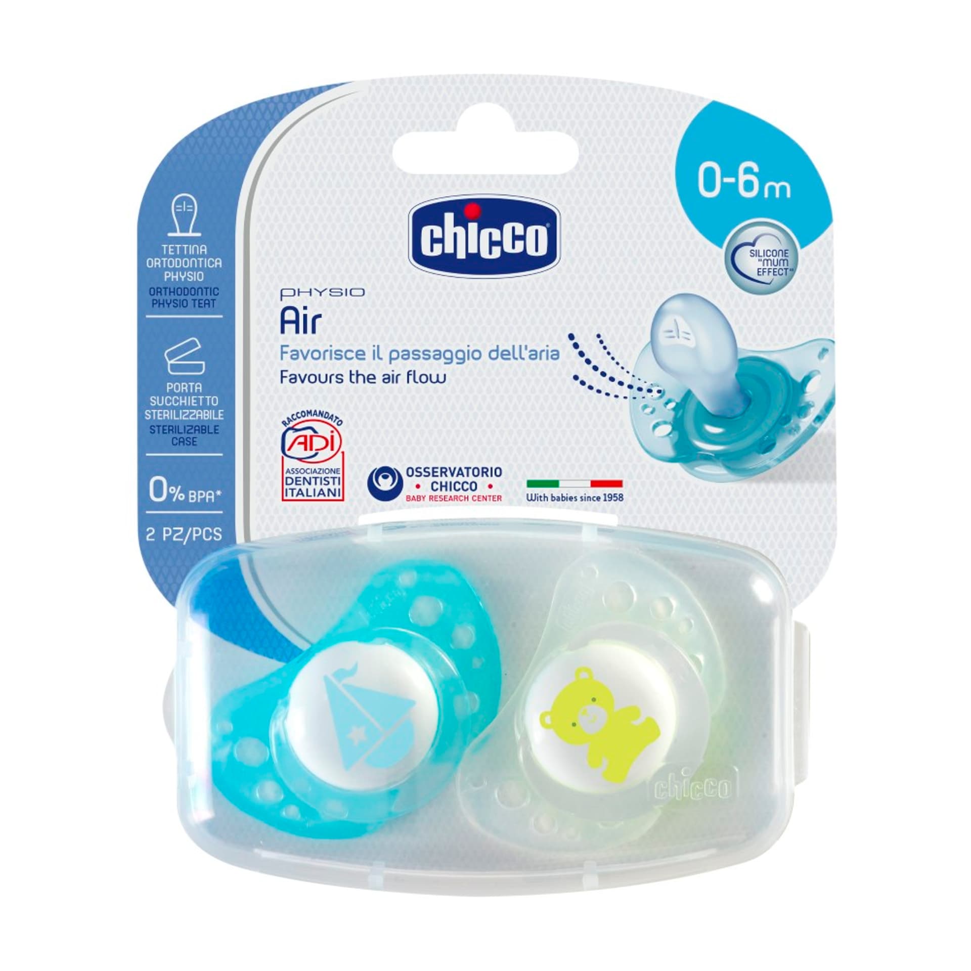 

Chicco Physio Air 0m+ Niebieski Smoczek do uspokajania