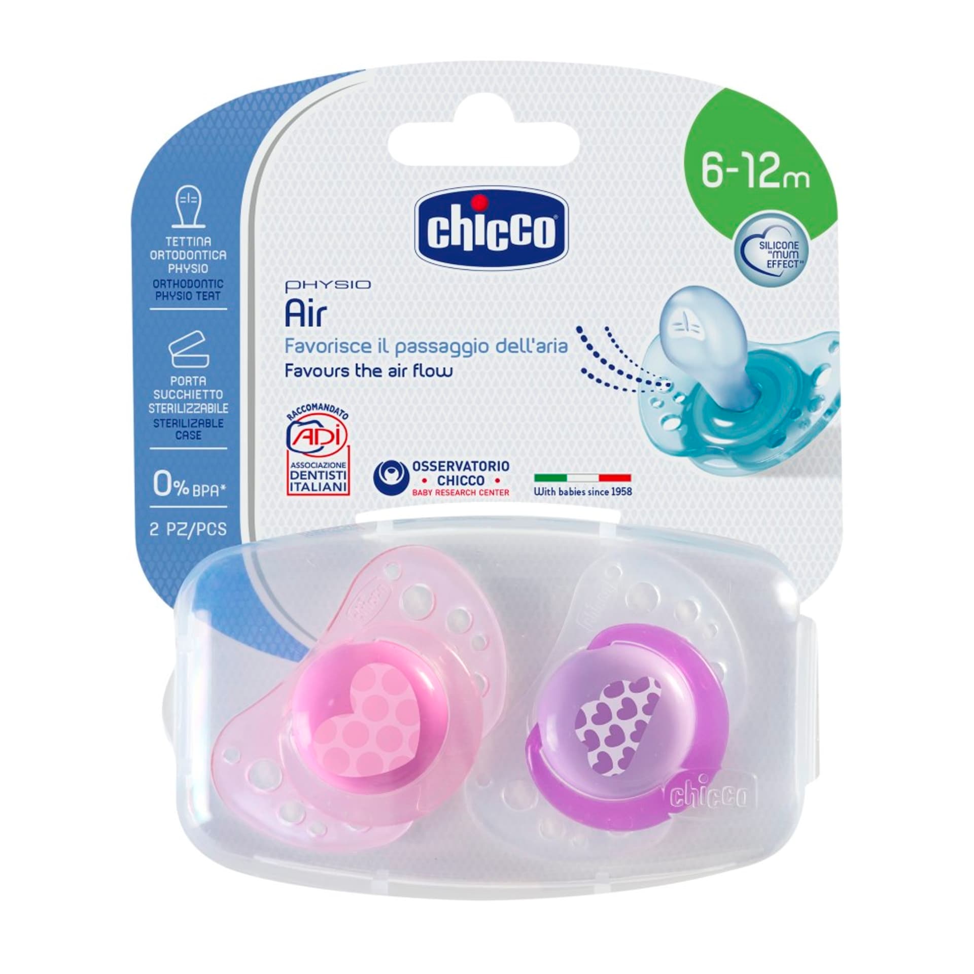 

Chicco Physio Air 6m+ Różowy Smoczek do uspokajania
