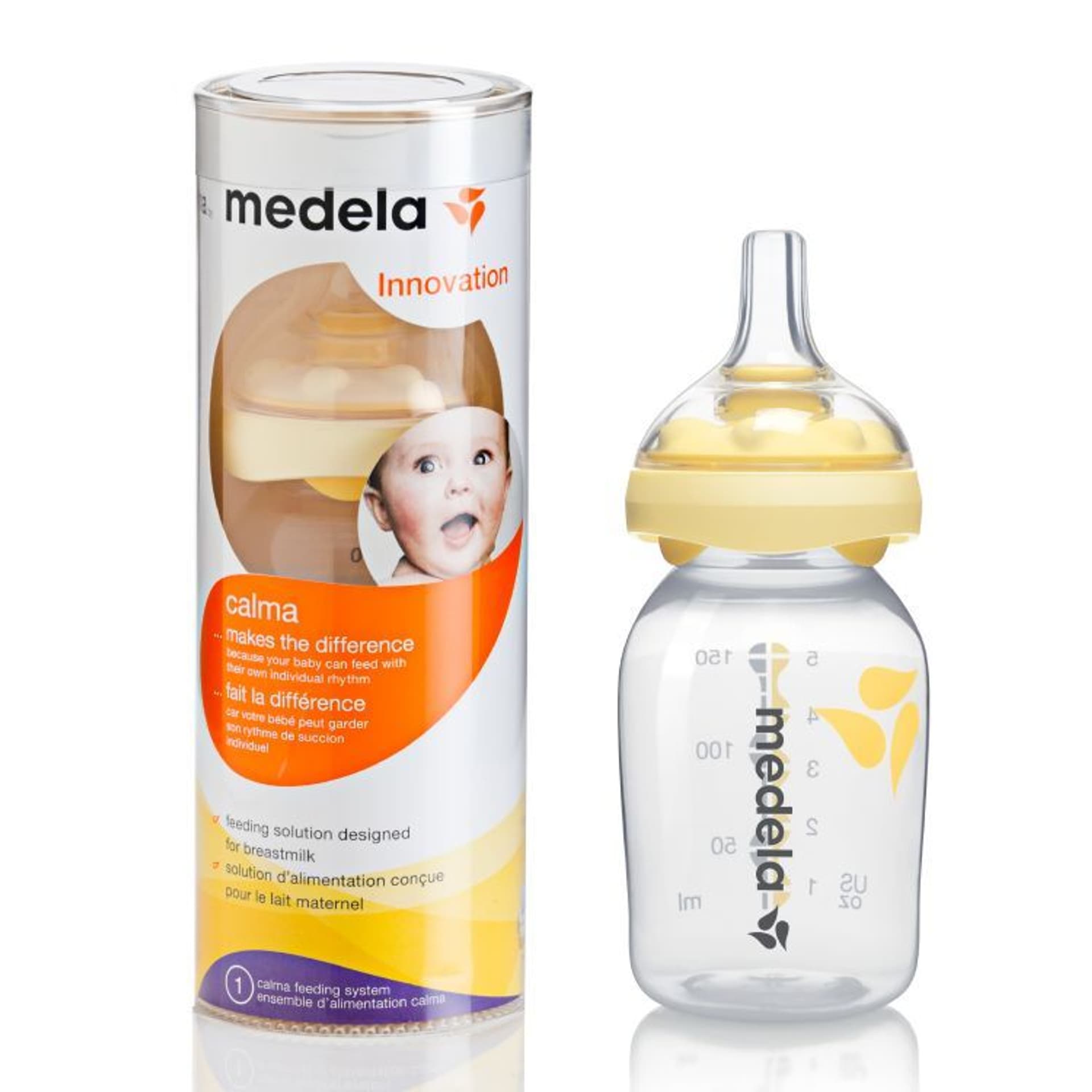 

Medela Calma z butelką-150ml Wyjątkowy smoczek razem z butelką do karmienia dzieci