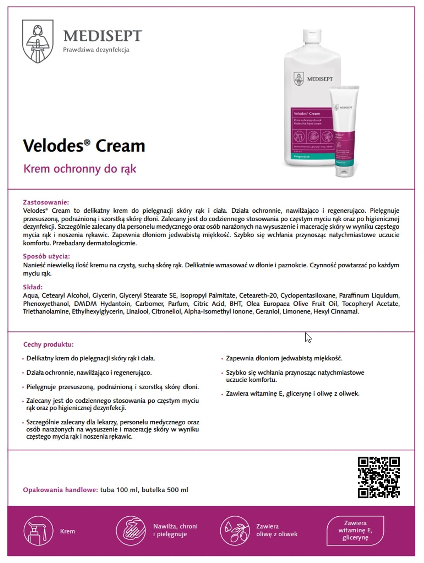 

Velodes Cream Aloe 100 ml Krem ochronny do rąk tuba