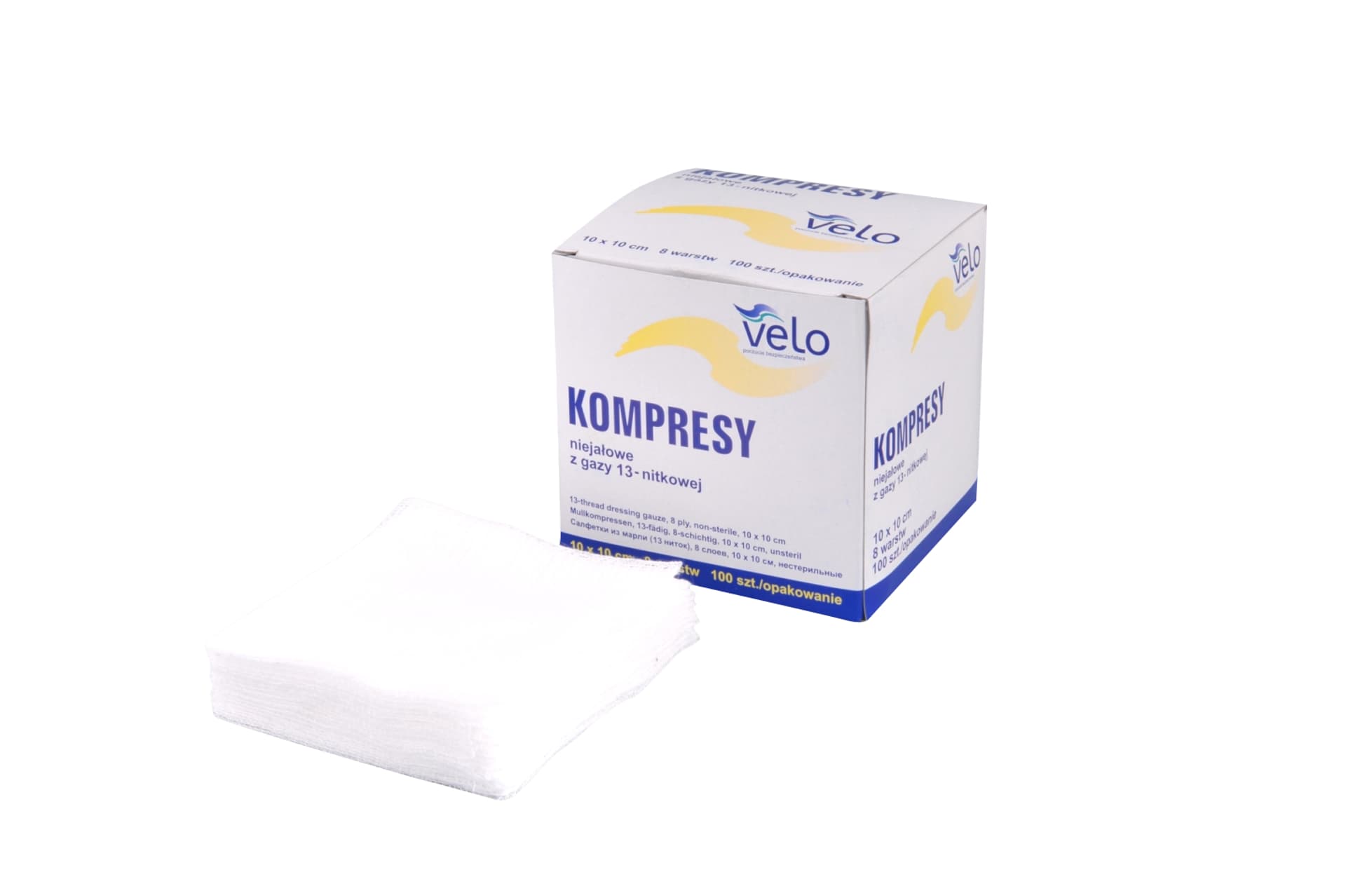 

VELO Kompres gazowy niesterylny-17N 8W 10cm x 10cm x 100szt Kompres gazowy niesterylny