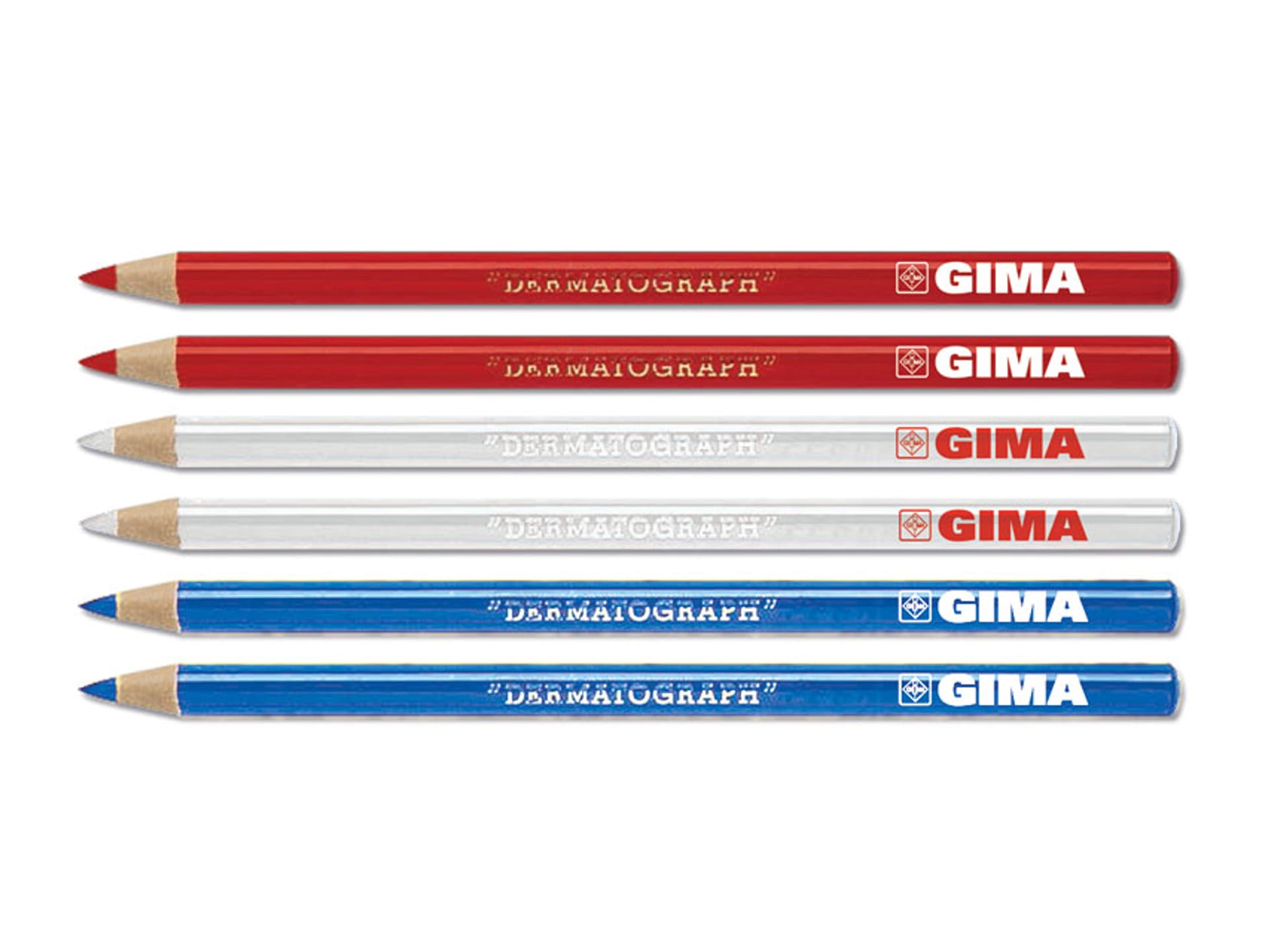 

GIMA ołówek dermograficzny biały 6 sztuk Zestaw ołówków dermograficznych