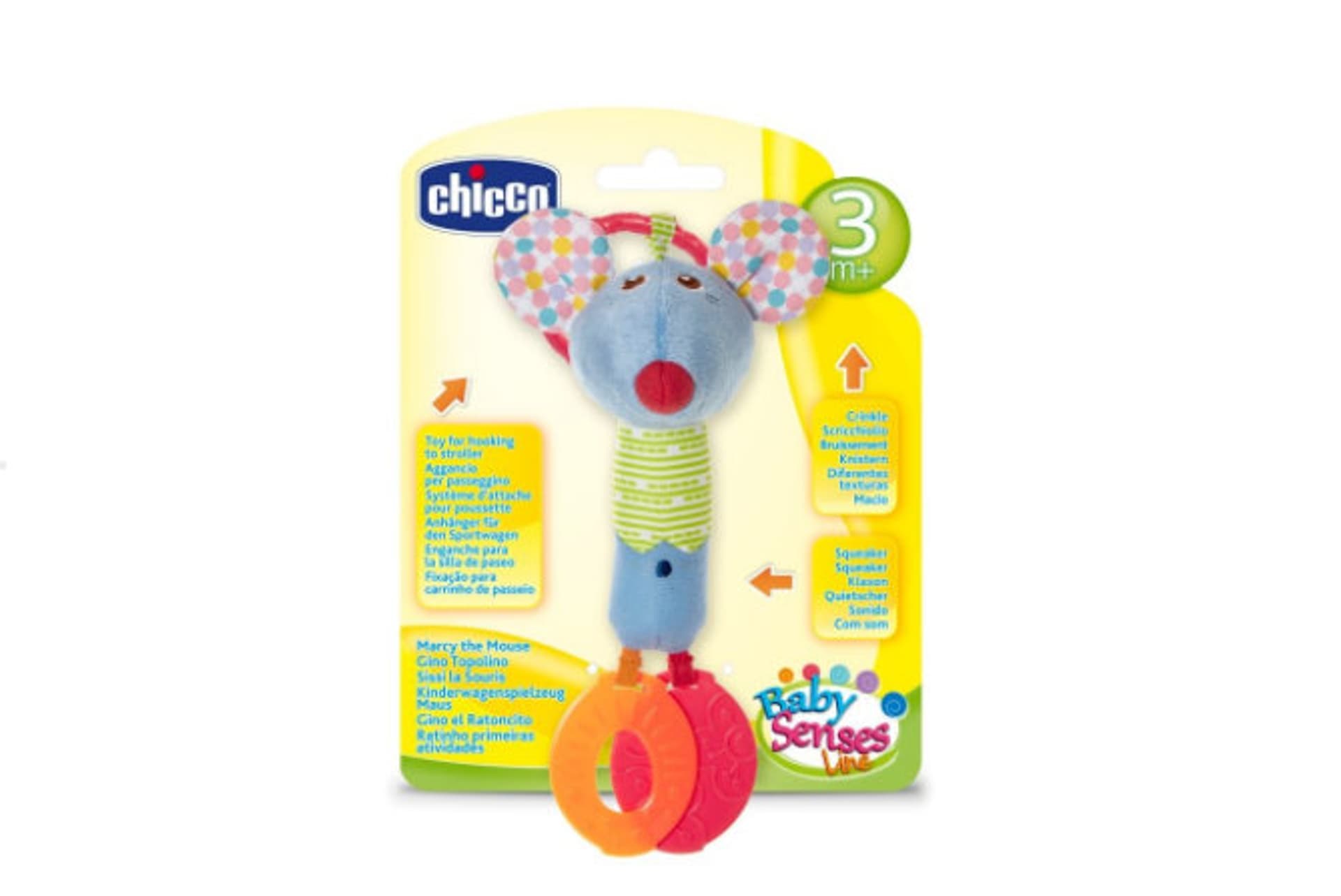 

Chicco Grzechotka Myszka 3m+ Chicco Pluszowa Myszka z piszczałką do wózka 3m+