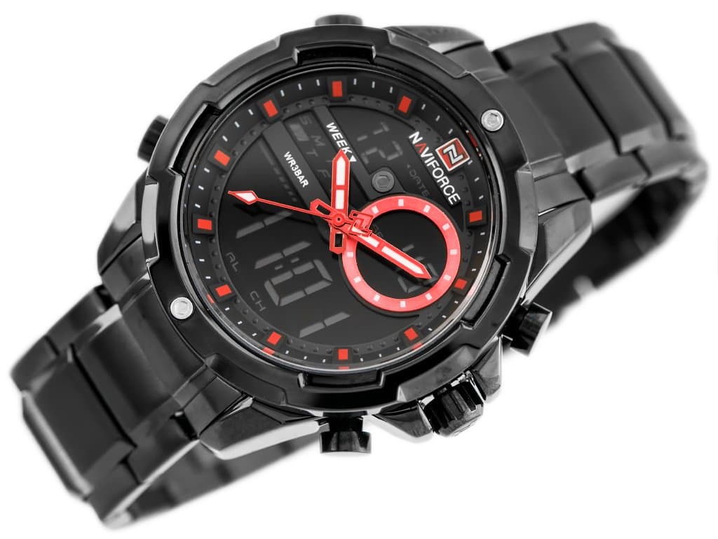 

ZEGAREK MĘSKI NAVIFORCE - NF9120 (zn062c) - black/red, Zn062c) - black/re