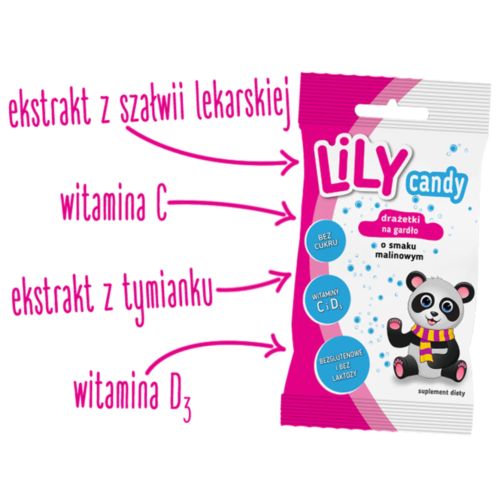 

Drażetki LiLY Candy na gardło-1 sztuka o smaku malinowym