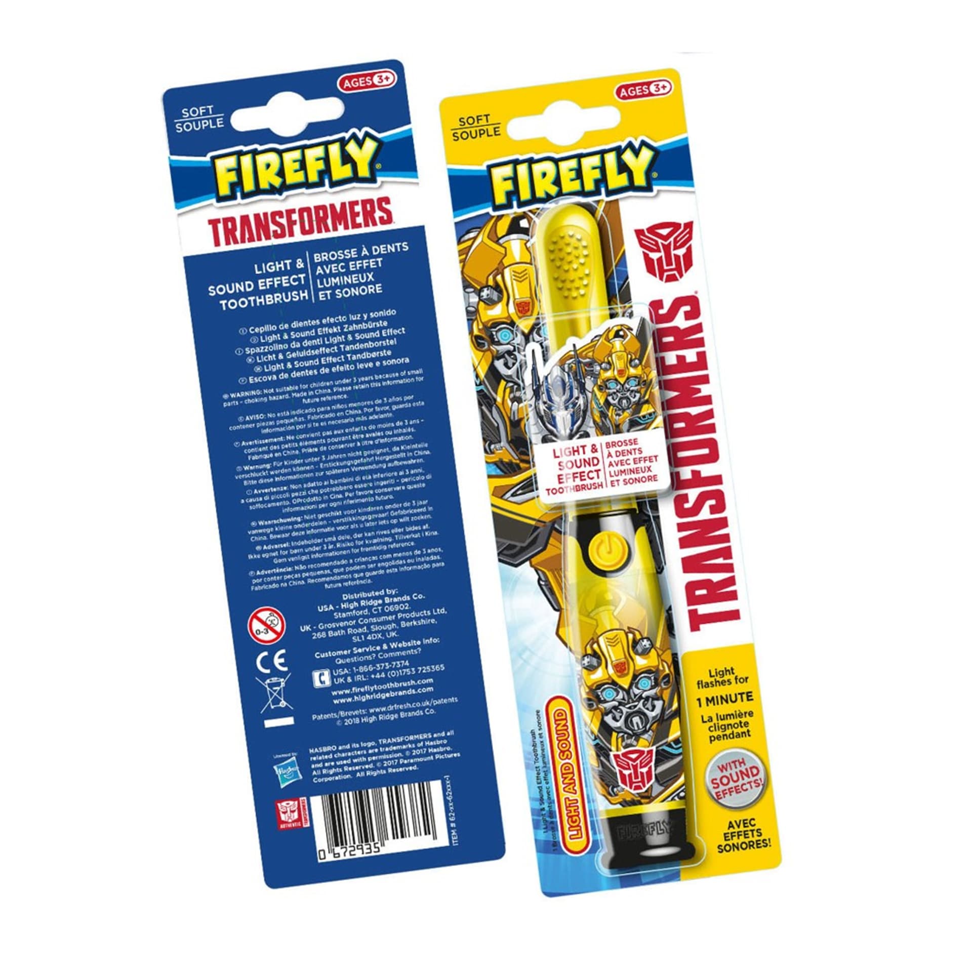 

Szczoteczka do zębów 3 + świecąca i mówiąca Transformers Light and Sound Toothbrush Żólta