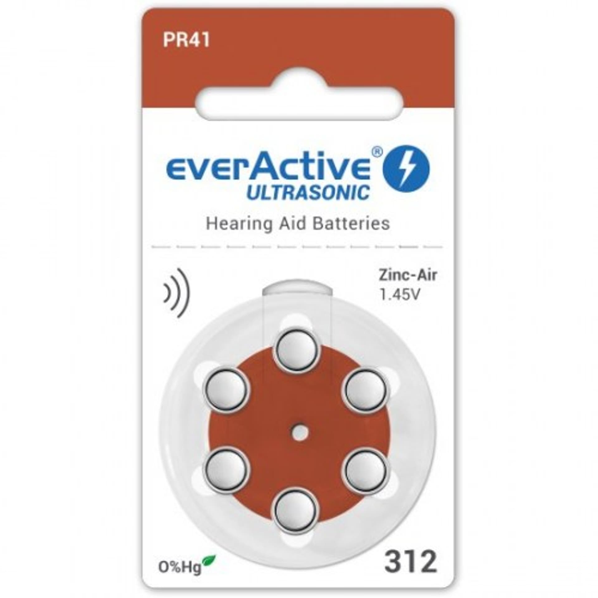 

everActive Ultrasonic 1,45 V rozmiar 312 Bateria do aparatów słuchowych opakowanie 6 szt