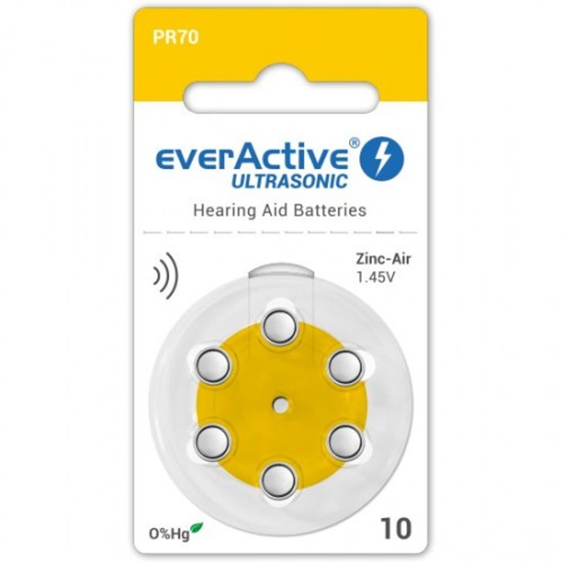 

everActive Ultrasonic 1,45 V rozmiar 10 Bateria do aparatów słuchowych opakowanie 6 szt