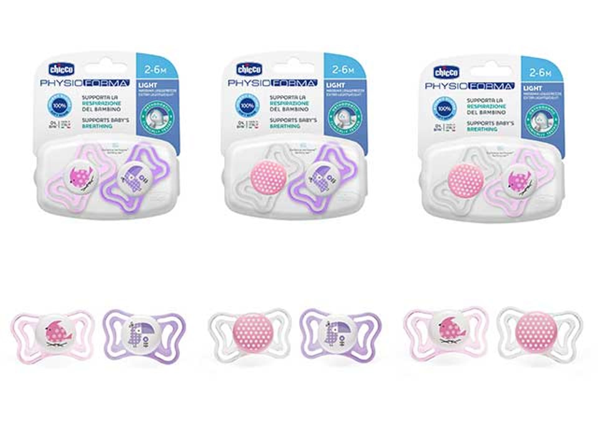 

Chicco PhysioForma Light Silikonowy Rózowy-2-6 m Smoczek Do Uspokajania 2 SZT