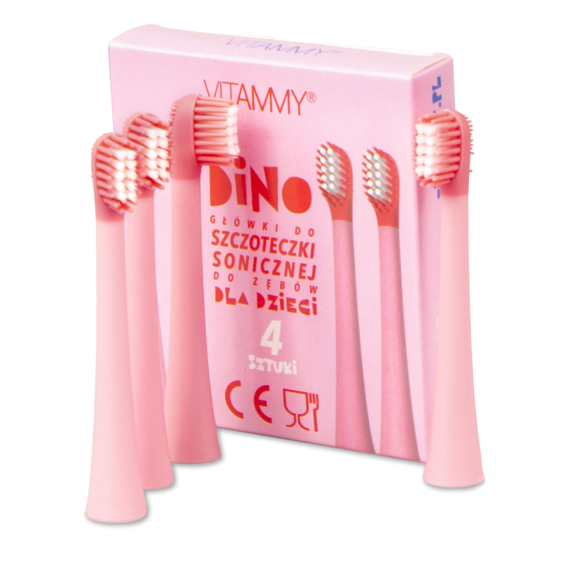 

VITAMMY Dino / pink Końcówki do szczoteczki 4 szt