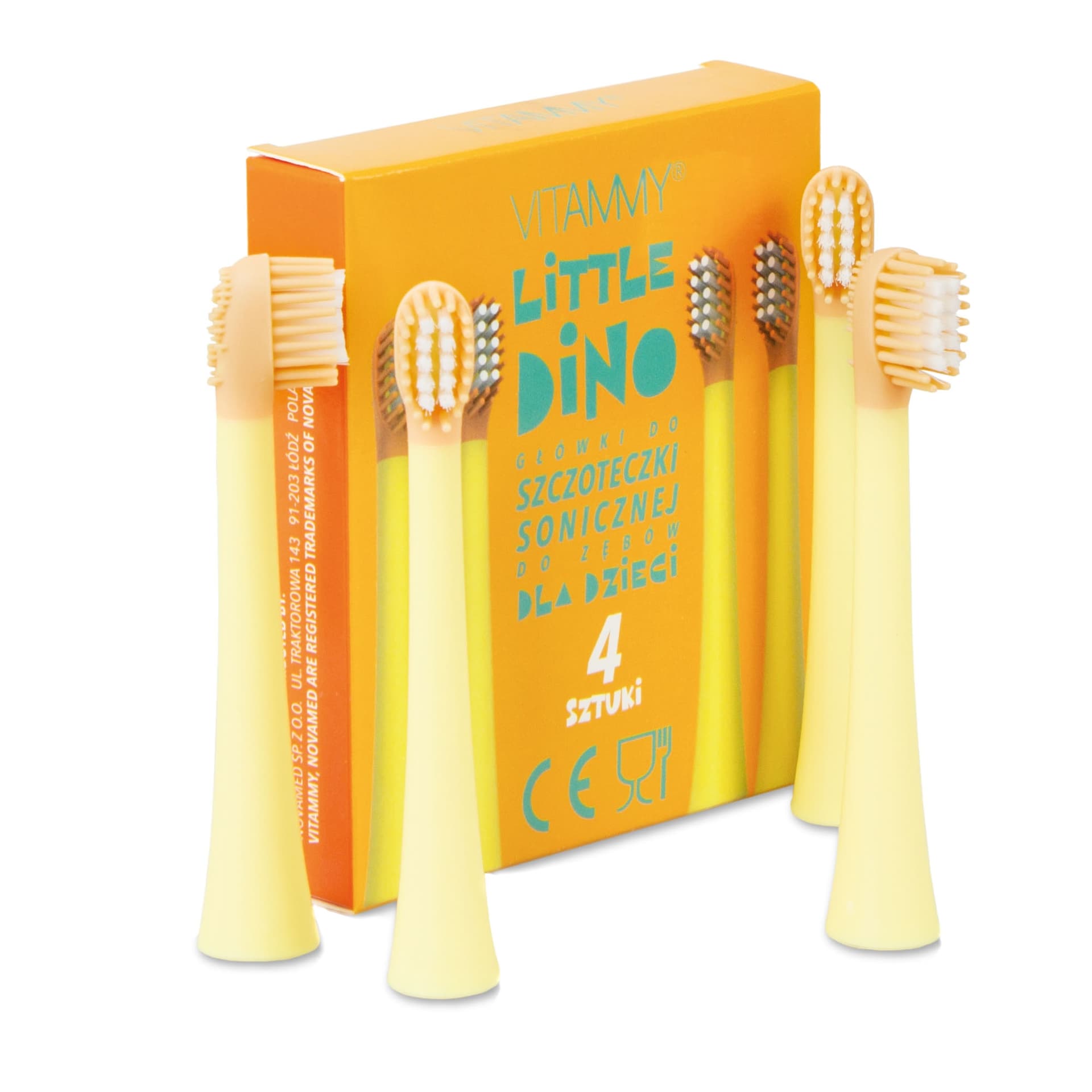 

VITAMMY Little Dino / yellow Końcówki do szczoteczki 4 szt
