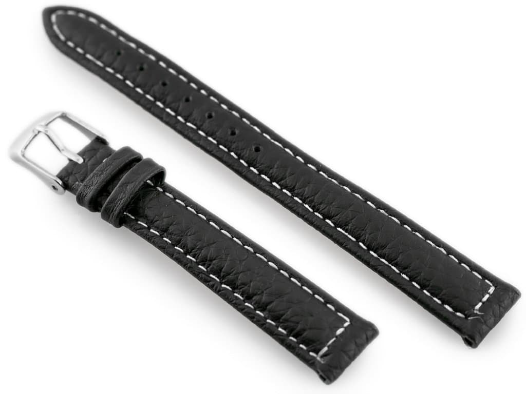 

Pasek skórzany do zegarka W71 - czarny/biały - 12mm