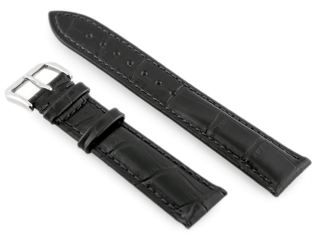 

Pasek skórzany do zegarka W64 - czarny - 22mm
