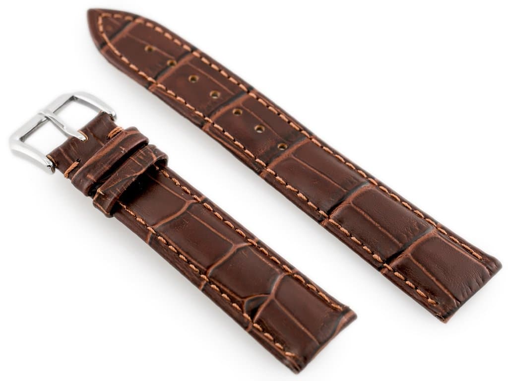

Pasek skórzany do zegarka W64 - ciemny brąz - 22mm
