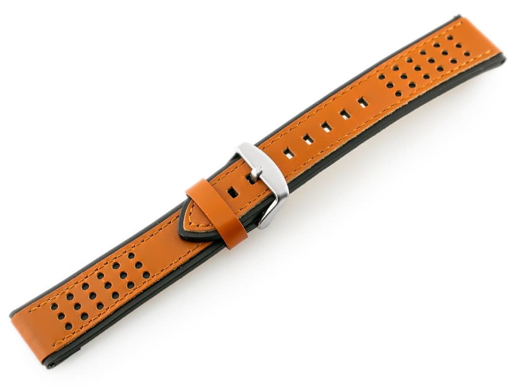 

Pasek skórzany do zegarka W80 brązowo/czarny 20mm