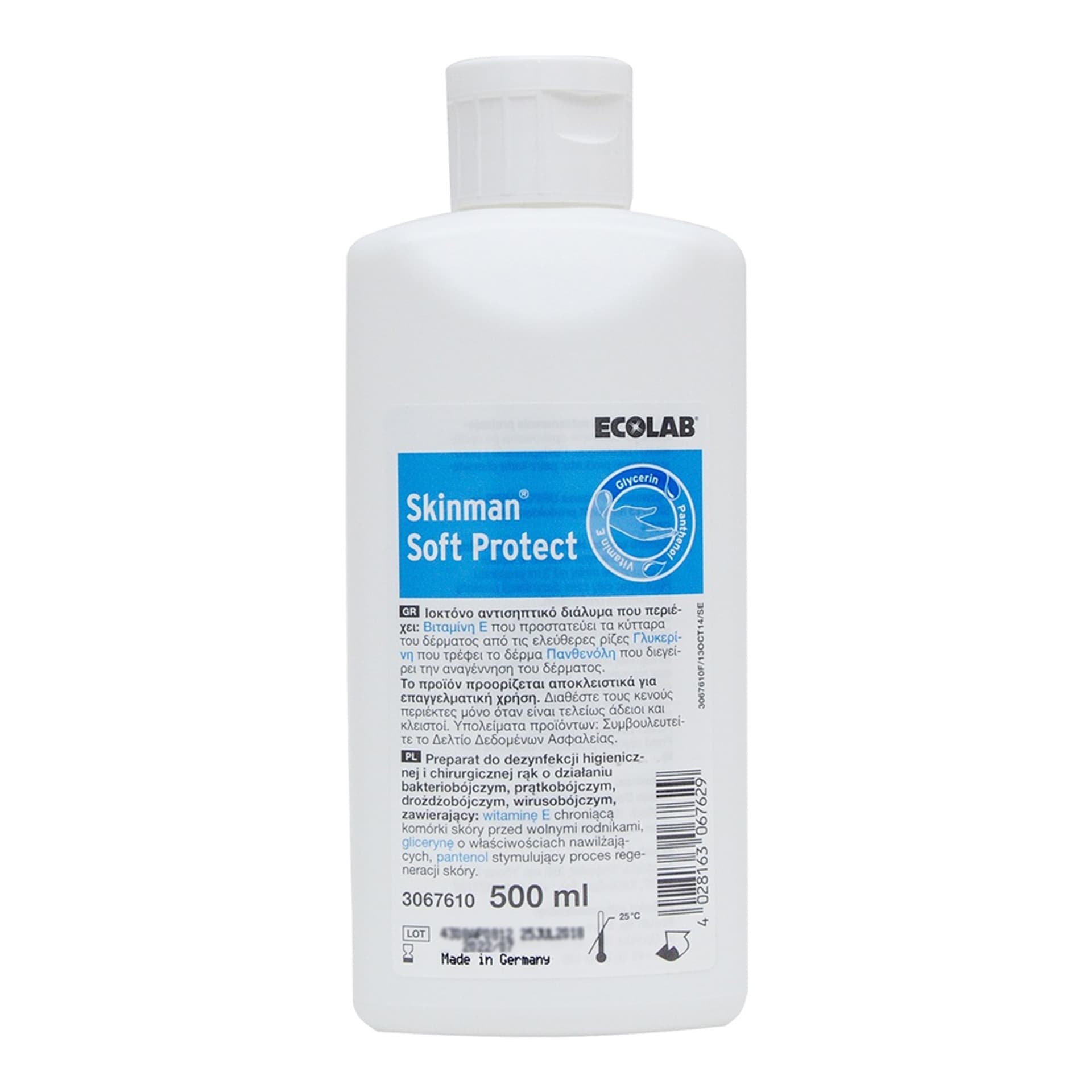 

Skinman Soft Protect Ecolab 500ml wirusobójczy preparat w płynie do dezynfekcji rąk z witaminą E, gliceryną i pantenolem