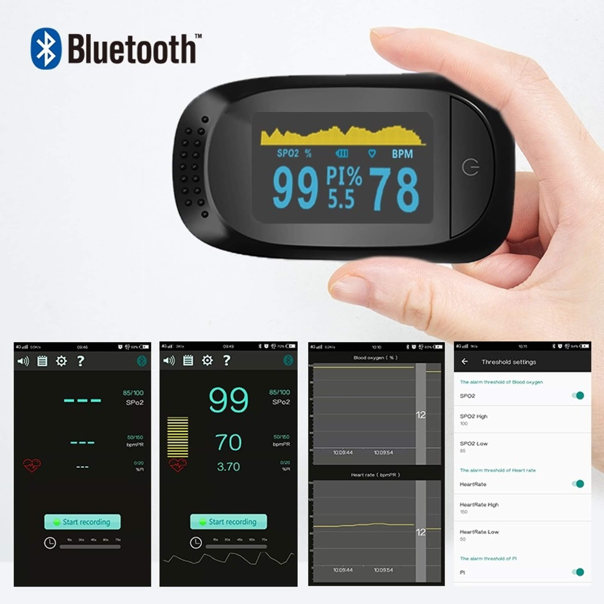 

IMDK C101A2 Bluetooth Pulsoksymetr z Bluetooth