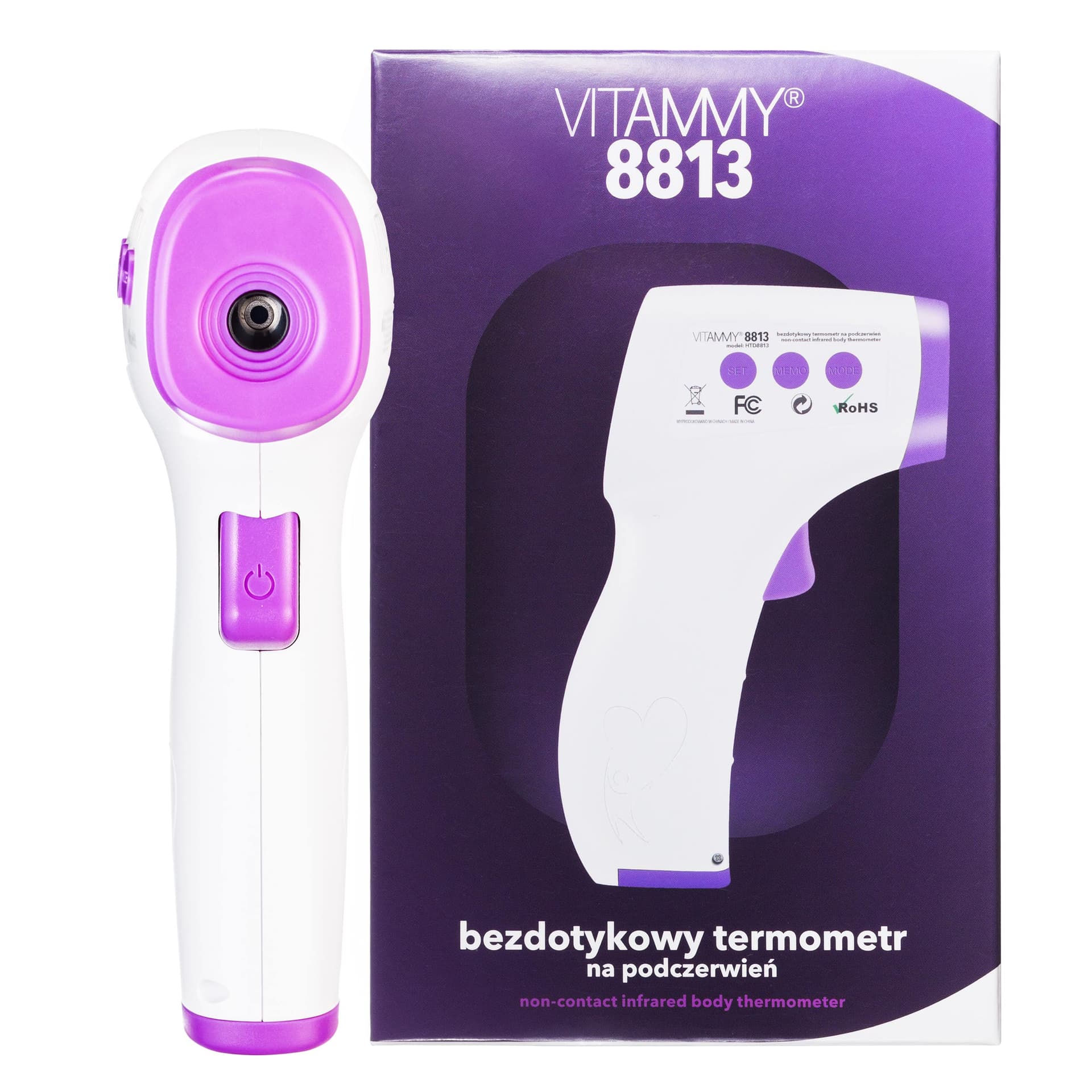 

VITAMMY 8813 Termometr bezdotykowy w kolorze wrzosowym