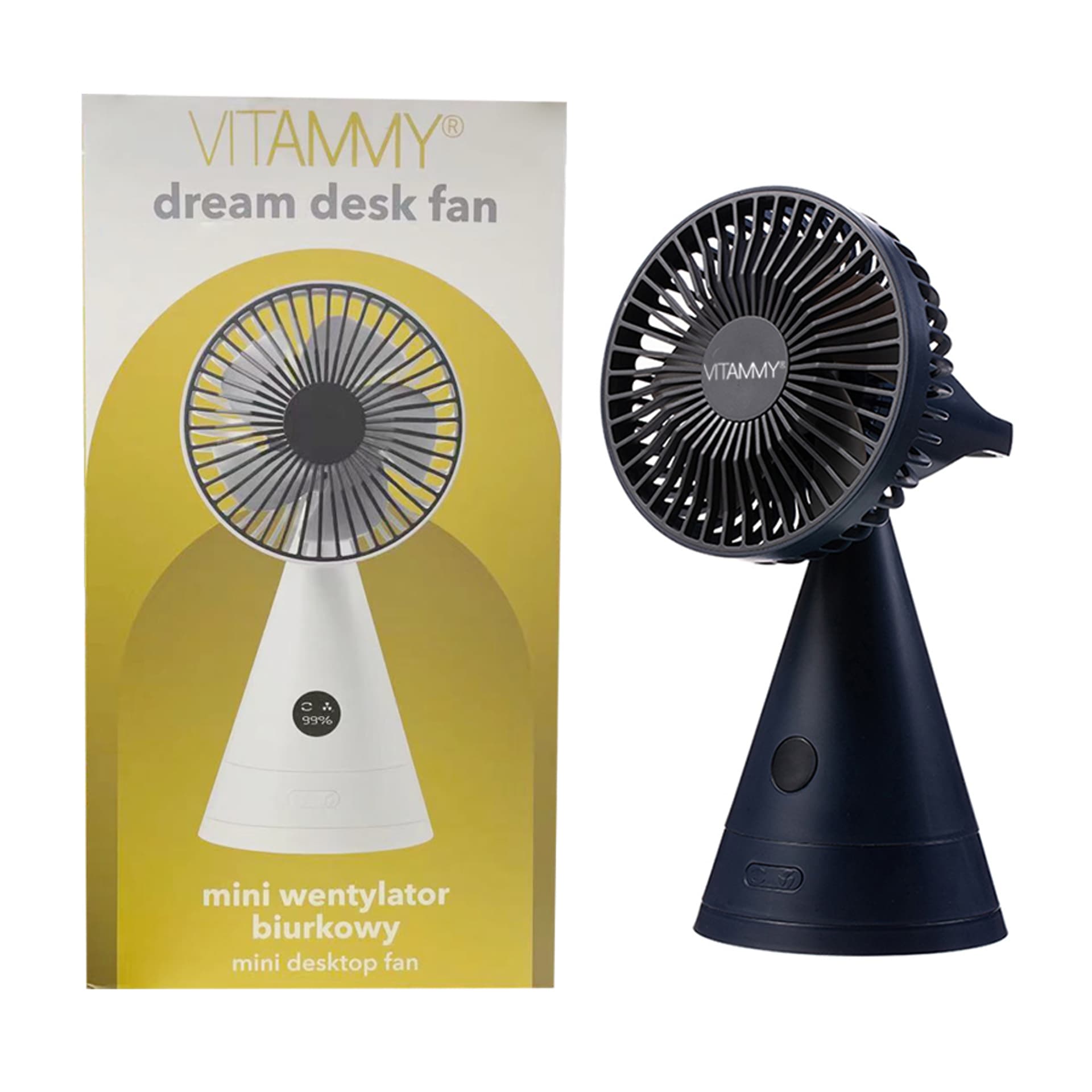 

VITAMMY dream desk fan granatowy Mini wentylator biurkowy