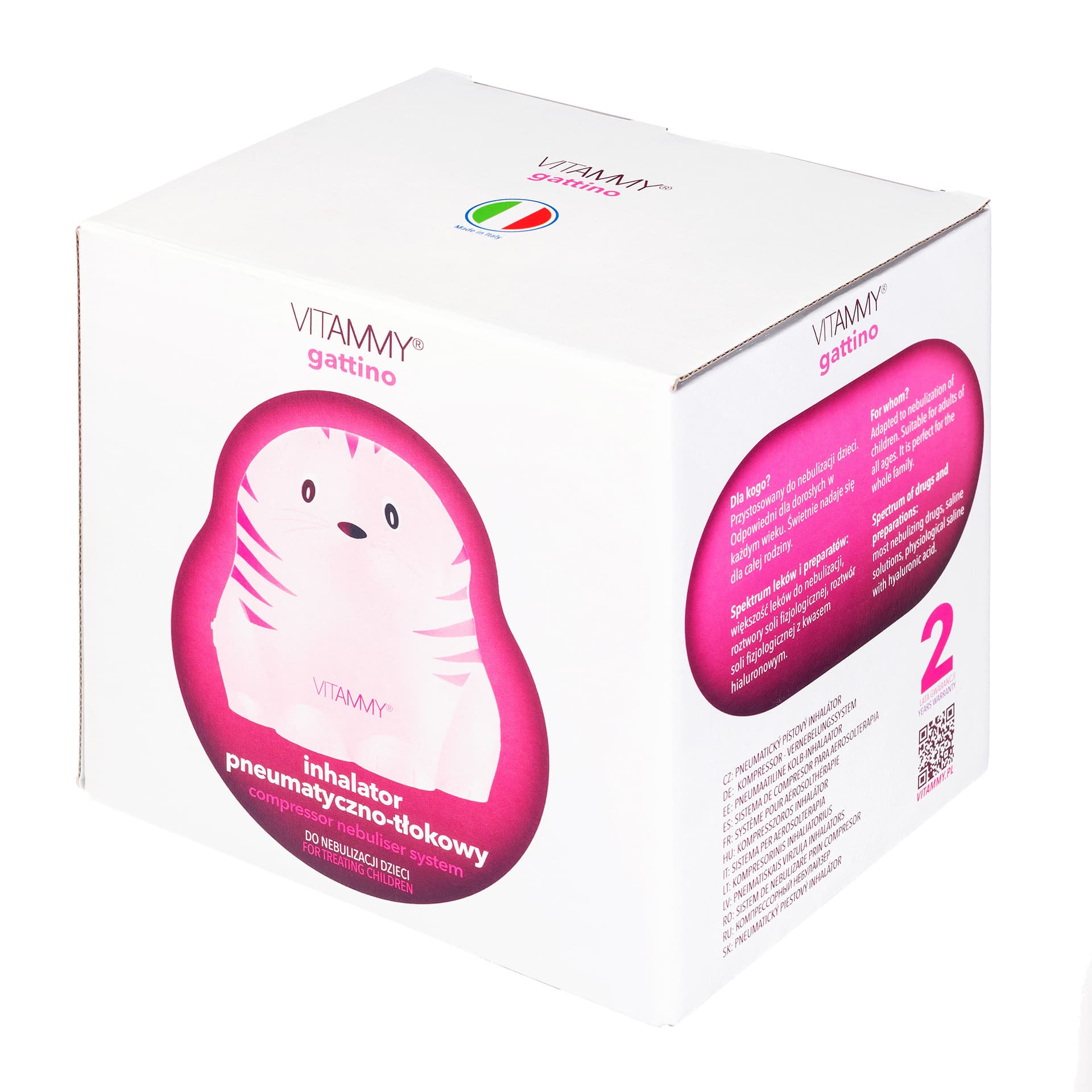 

VITAMMY GATTINO A1503 Pink Inhalator dla dzieci w wesołym kształcie kotka