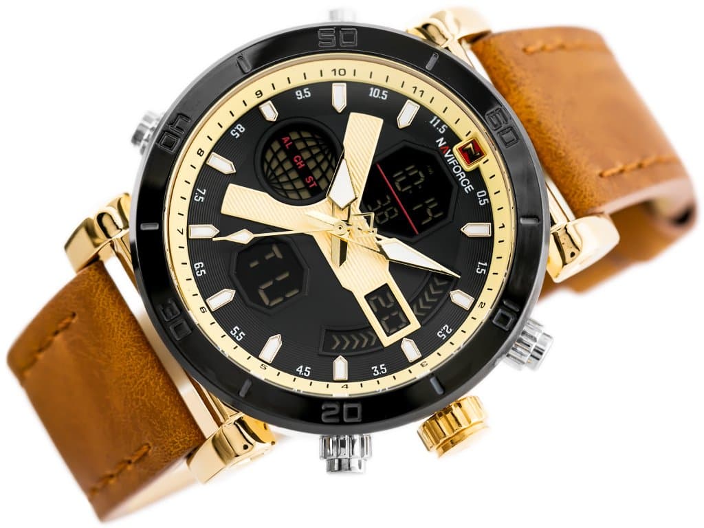 

ZEGAREK MĘSKI NAVIFORCE - NF9132 (zn073c) - brown/gold + box, Zn073c) - brown/gold + bo